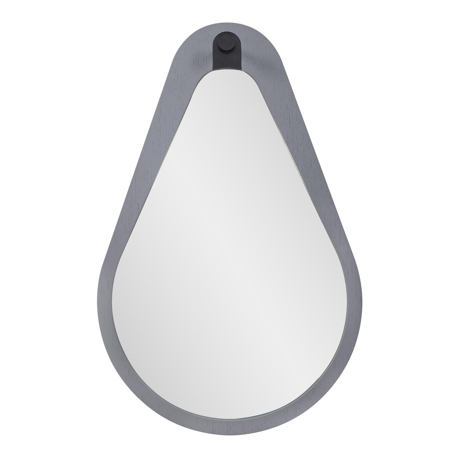 Howard Elliott Saldar Gray Teardrop Contemorary Mirror with Black Metal Hook 150006