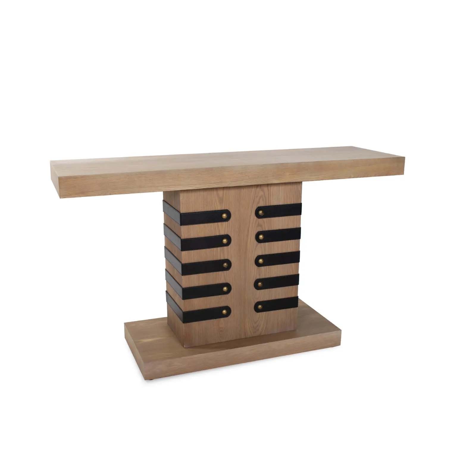 Howard Elliott Robin Baron Leather Wrapped Console Table 170098