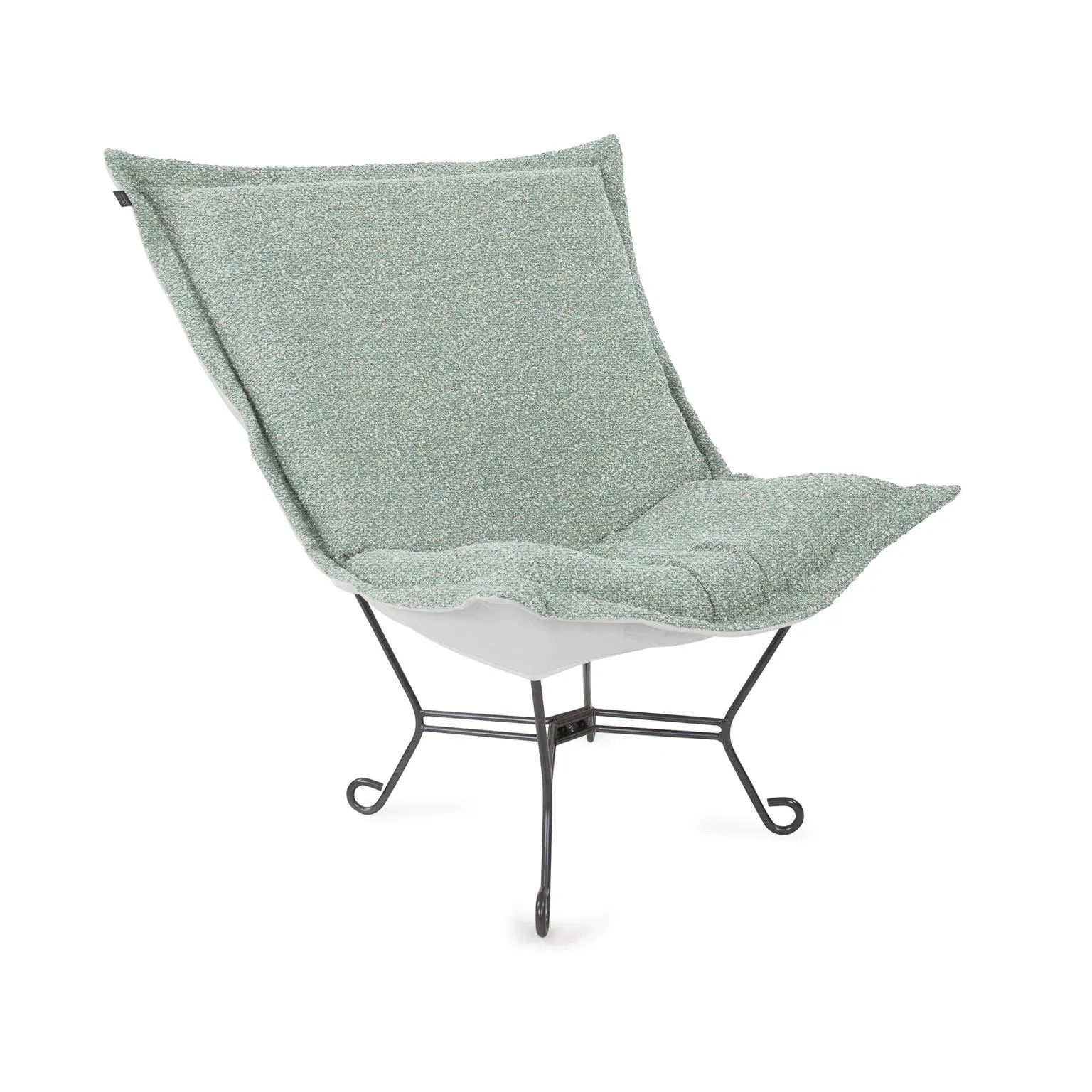Howard Elliott Patio Scroll Puff Chair Titanium- Alicante Breeze Q500-1337