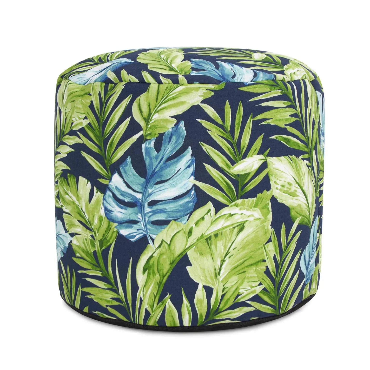 Howard Elliott Outdoor Round Tall Pouf Cardoon Indigo Q872-1275