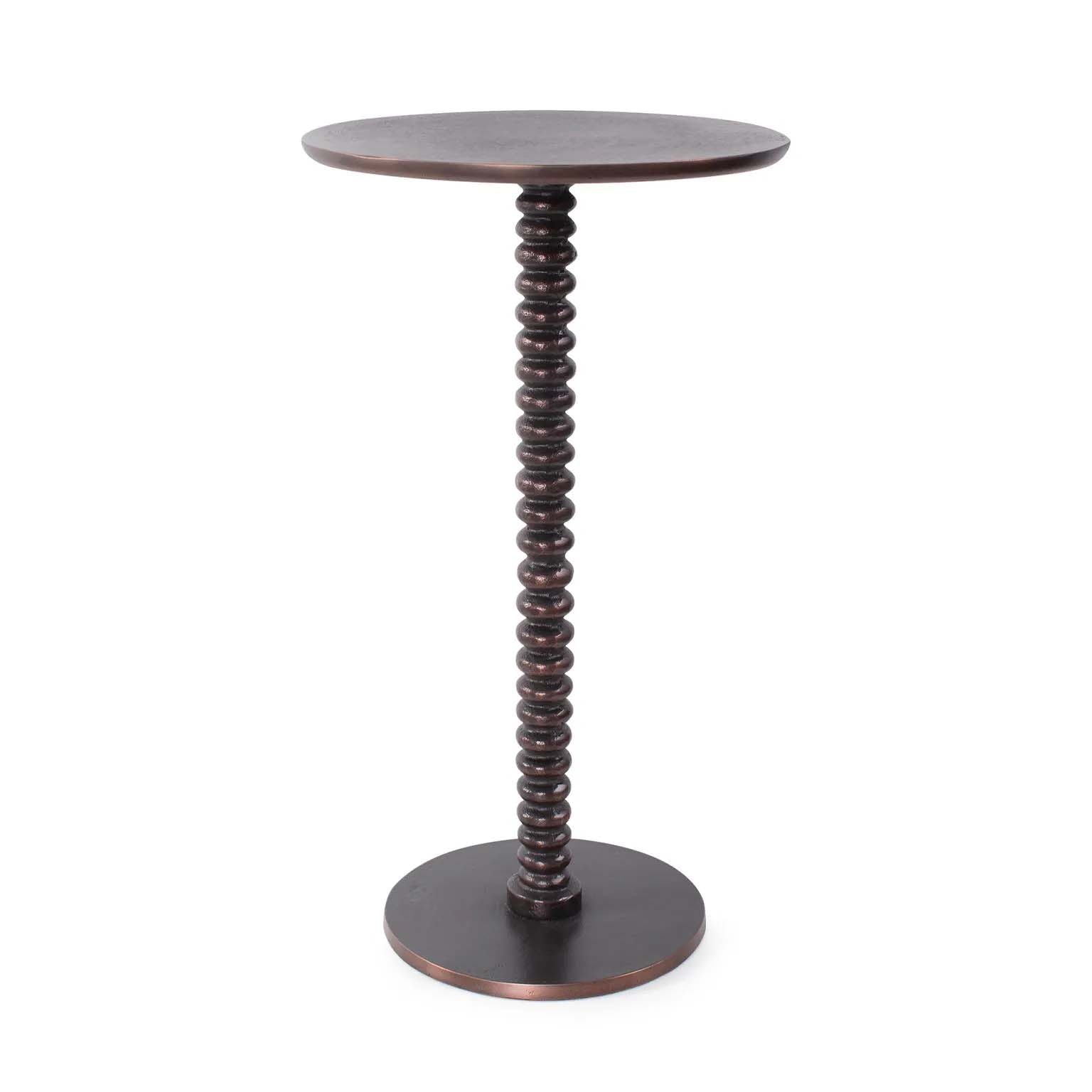 Howard Elliott Brancusi Cast Aluminum Drink Table in Antique Bronze 230050