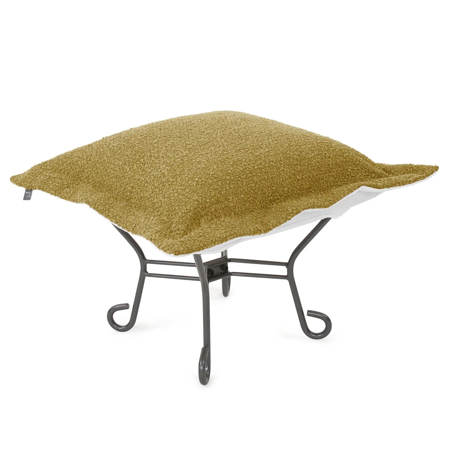 Howard Elliott Patio Scroll Puff Ottoman Titanium- Alicante Gold Q510-1339