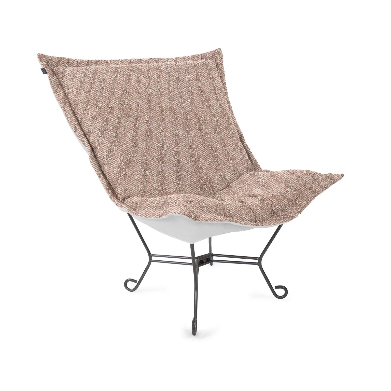 Howard Elliott Patio Scroll Puff Chair Titanium- Alicante Blush Q500-1335