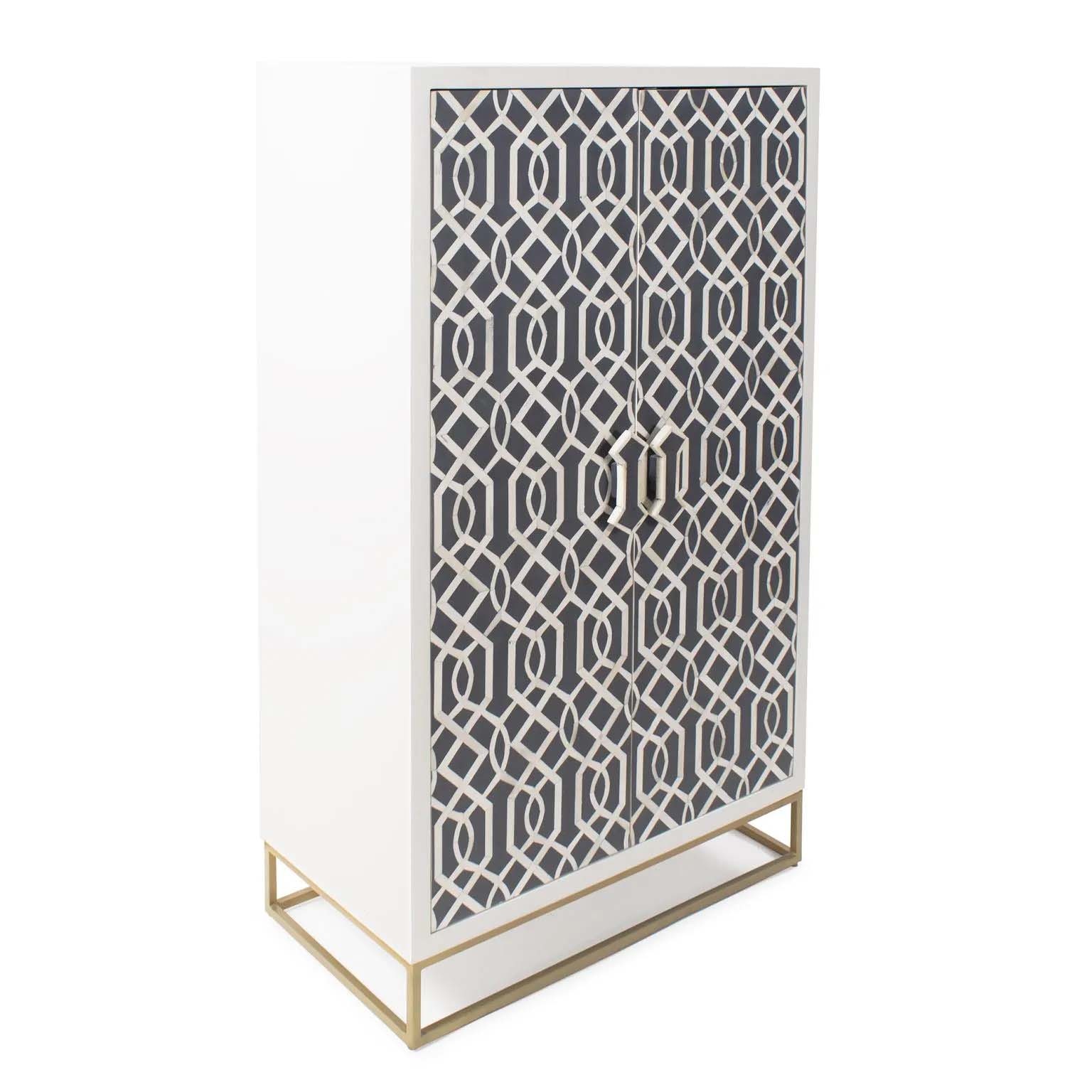 Howard Elliott Arrouge Tall Cabinet with Inlaid Bone 45033