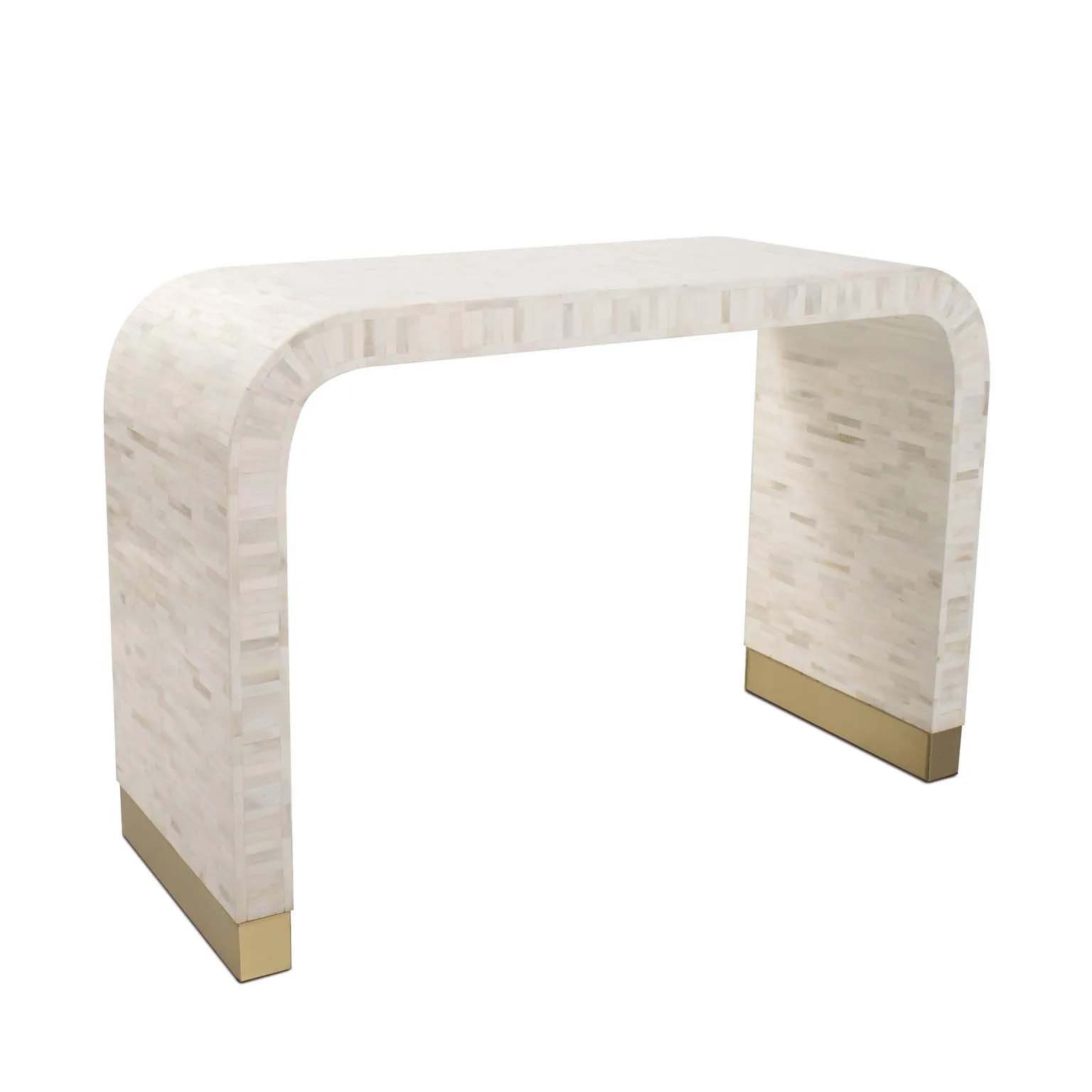 Howard Elliott Michelina Inlayed Bone and Brass Console 45041
