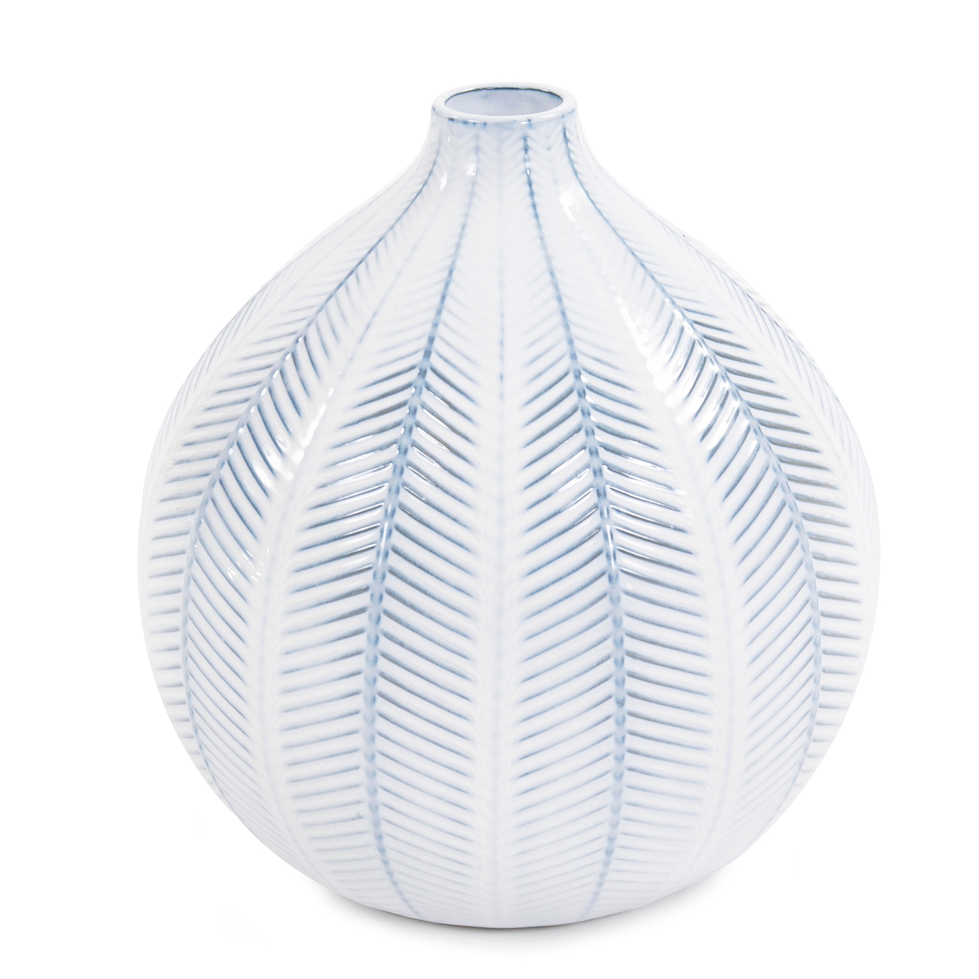Howard Elliott Blue and White Chevron Ceramic Globe Vase Large 42044