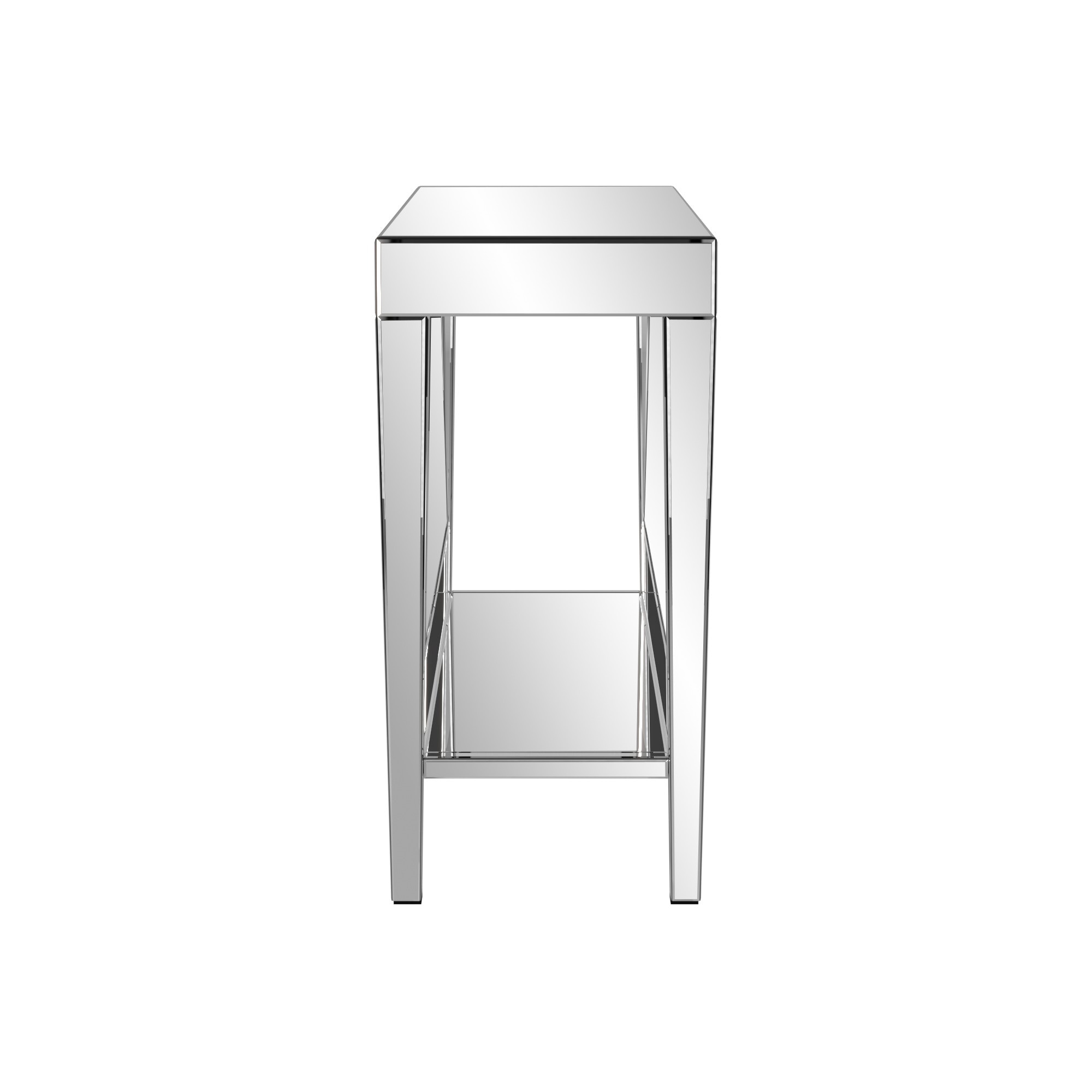 mirrored side table with shelf