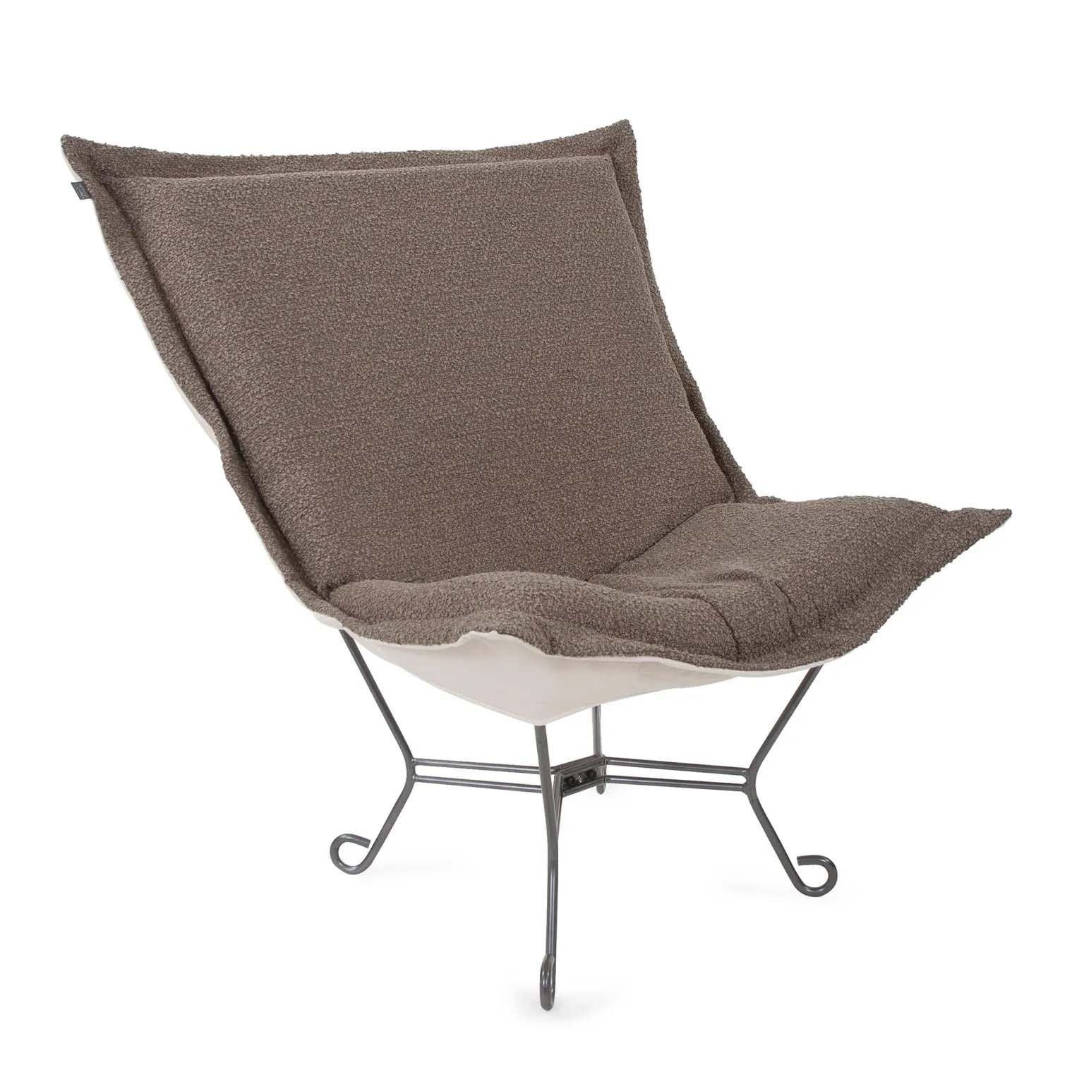 Howard Elliott Scroll Puff Chair Titanium- Barbet Chocolate/Natural 500-1262
