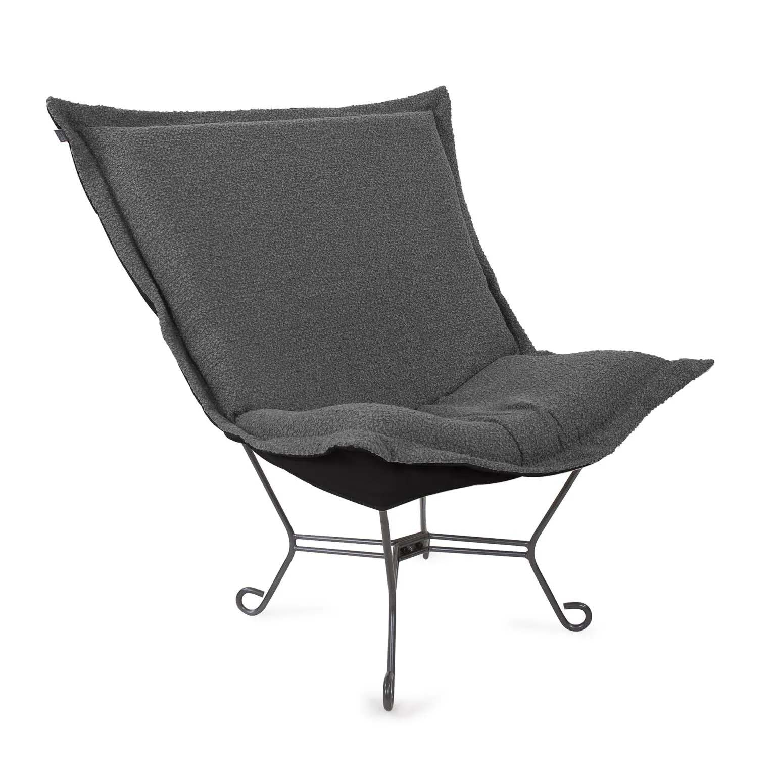 Howard Elliott Scroll Puff Chair Titanium- Barbet Charcoal/Black 500-1264