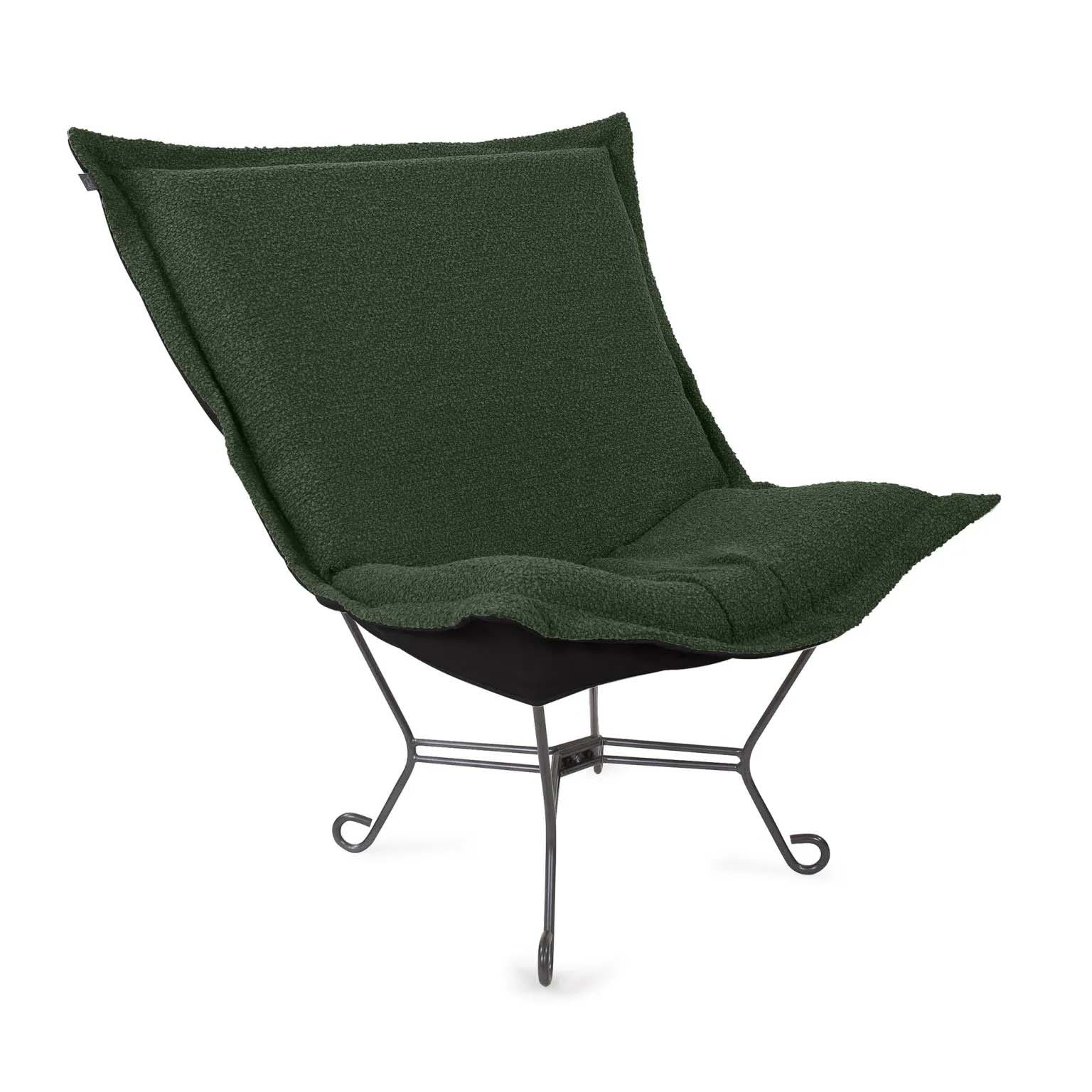 Howard Elliott Scroll Puff Chair Titanium- Barbet Forest/Black 500-1265