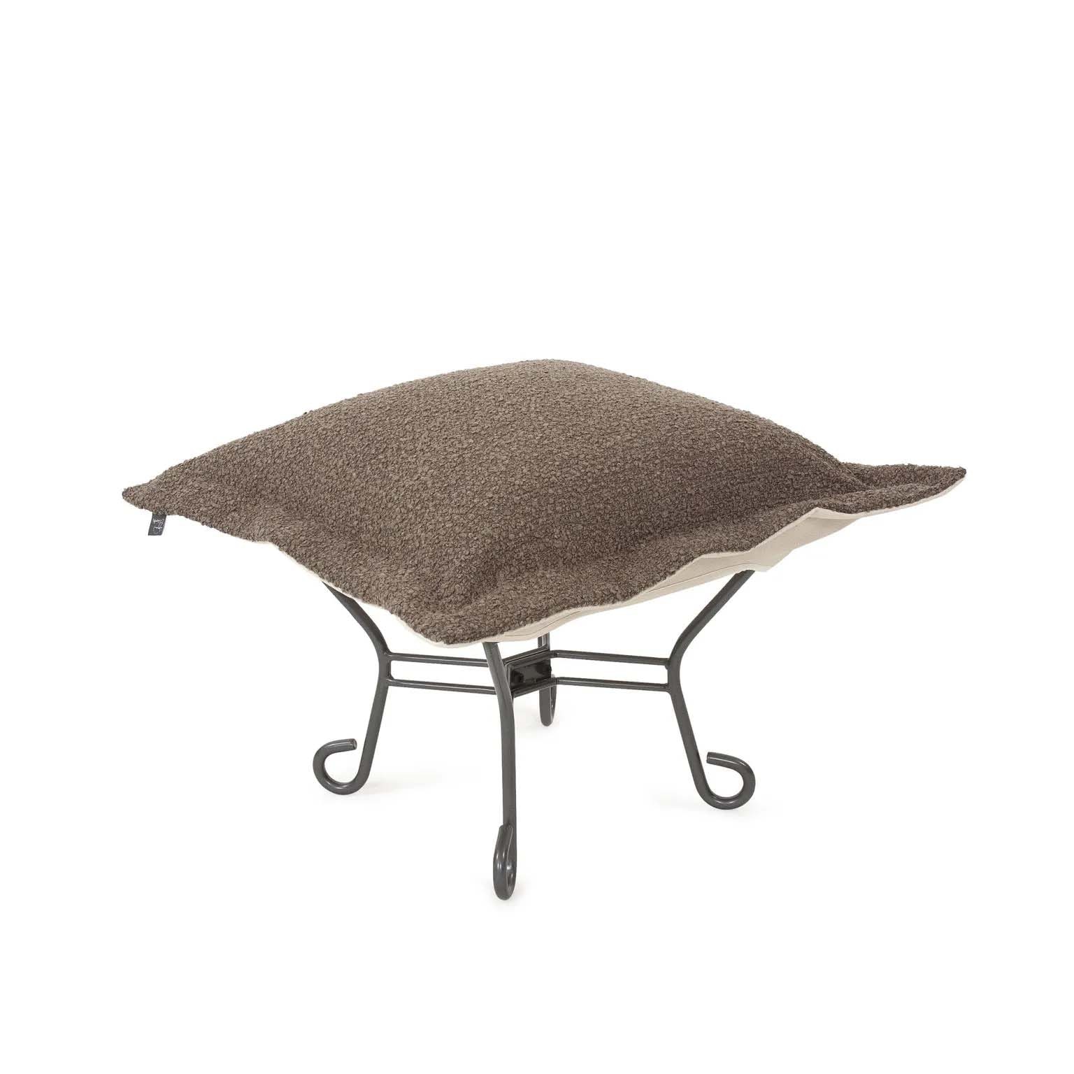 Howard Elliott Scroll Puff Ottoman Titanium- Barbet Chocolate/Natural 510-1262