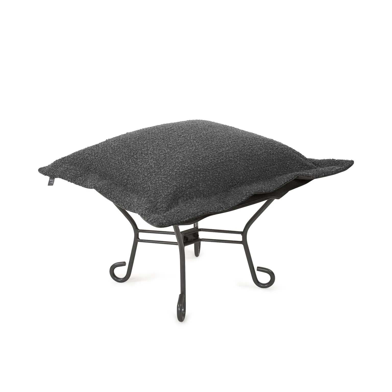 Howard Elliott Scroll Puff Ottoman Titanium- Barbet Charcoal/Black 510-1264