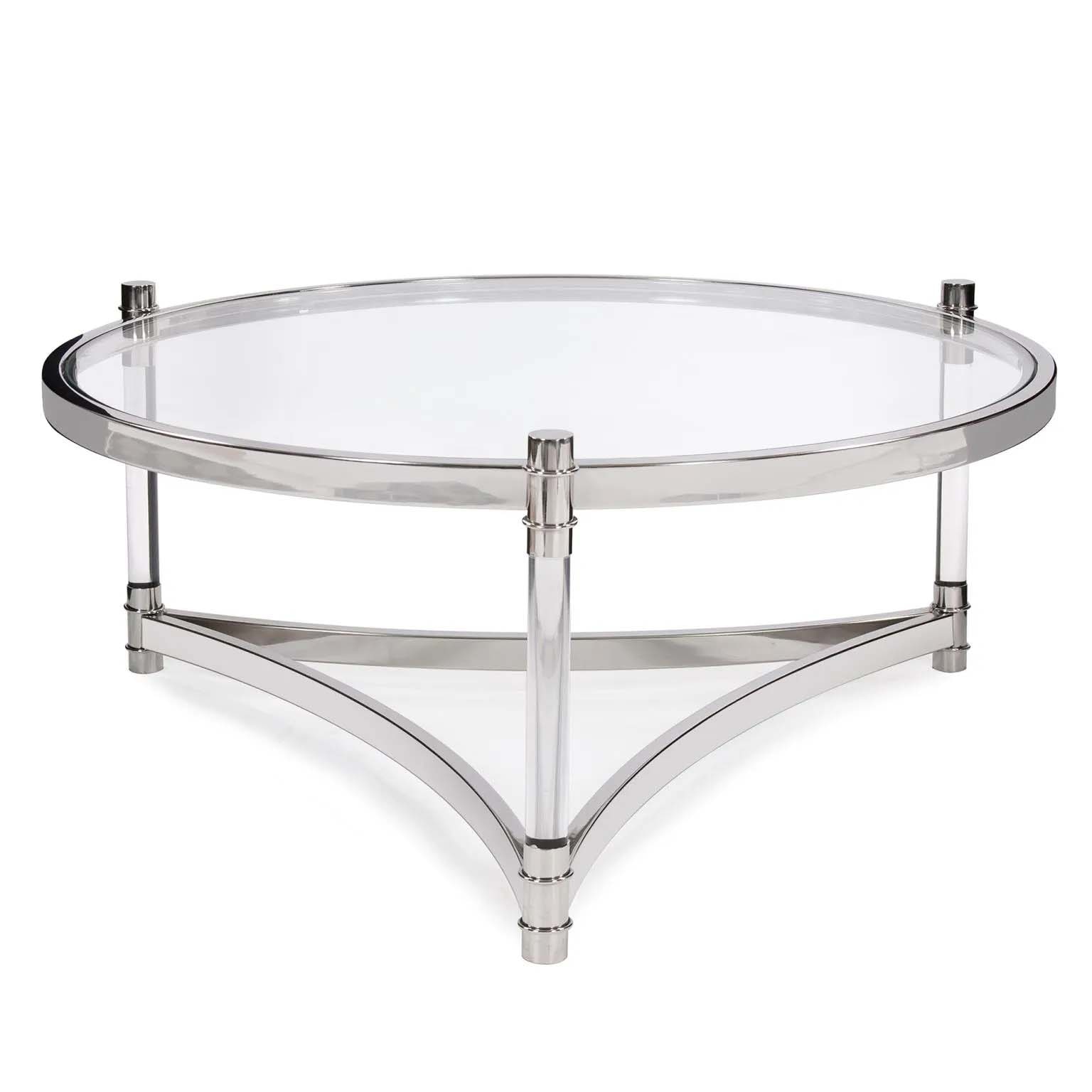 Howard Elliott Round Stainless Steel & Acrylic Coffee Table 58027