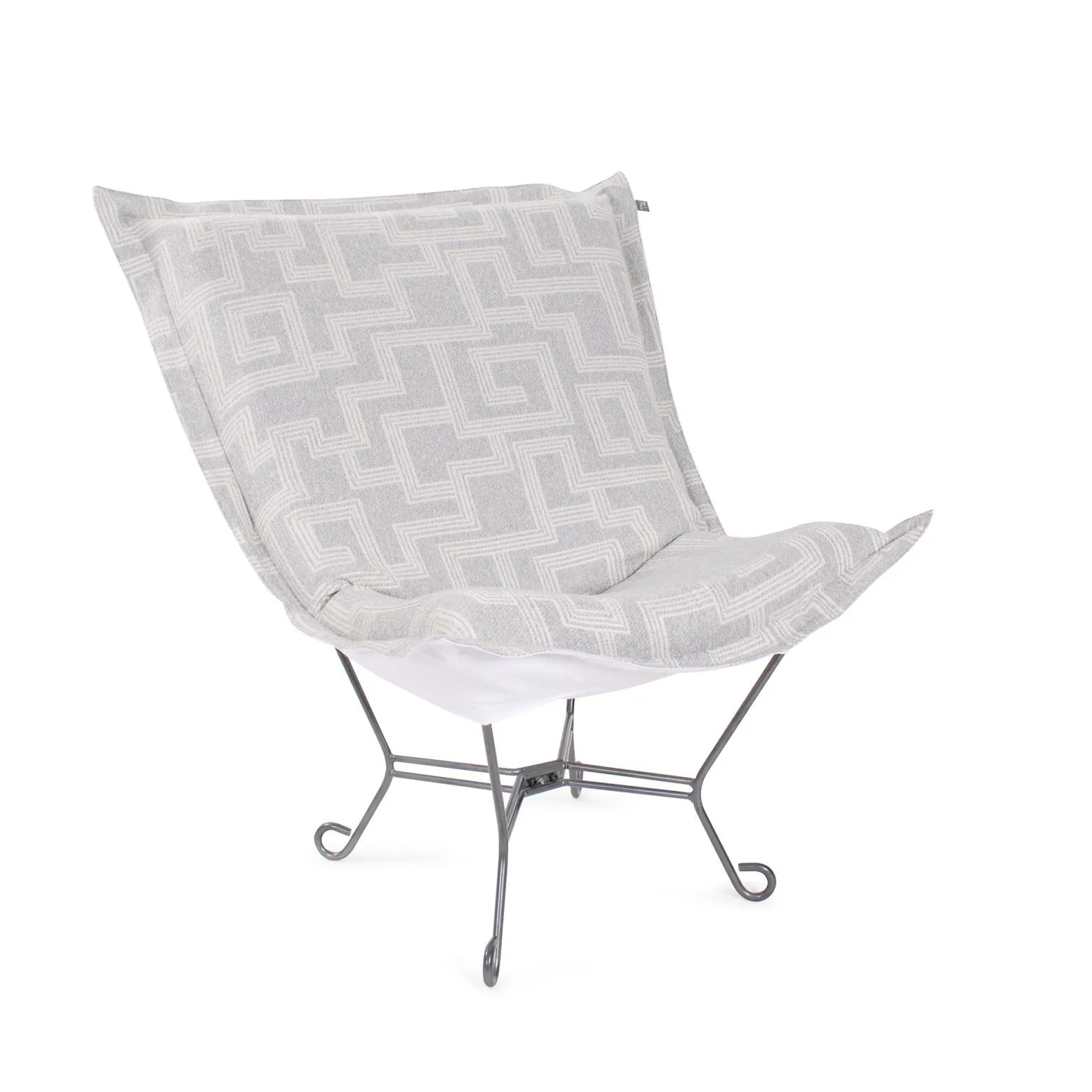 Howard Elliott Indoor/Outdoor Puff Scroll Chair Syros Fog Q500-1353