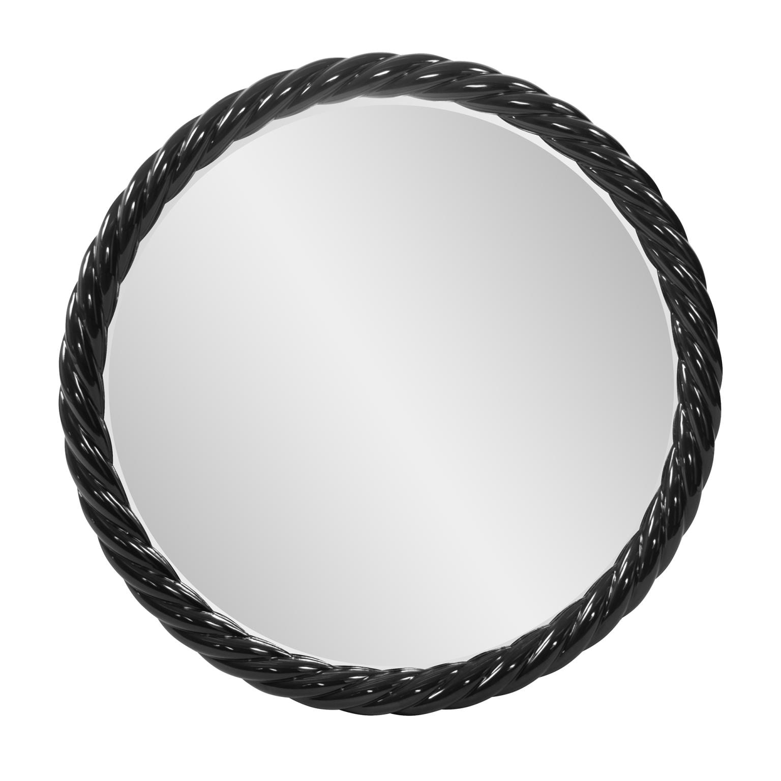 Howard Elliott Gita Braided Round Mirror in Glossy Black 66062BL