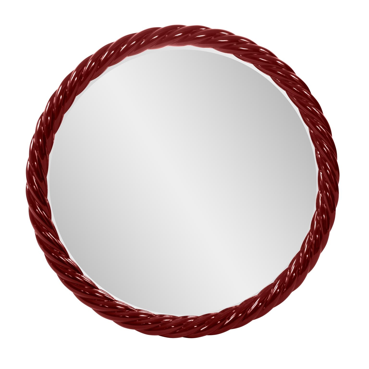 Howard Elliott Gita Braided Round Mirror in Glossy Burgundy 66062BU