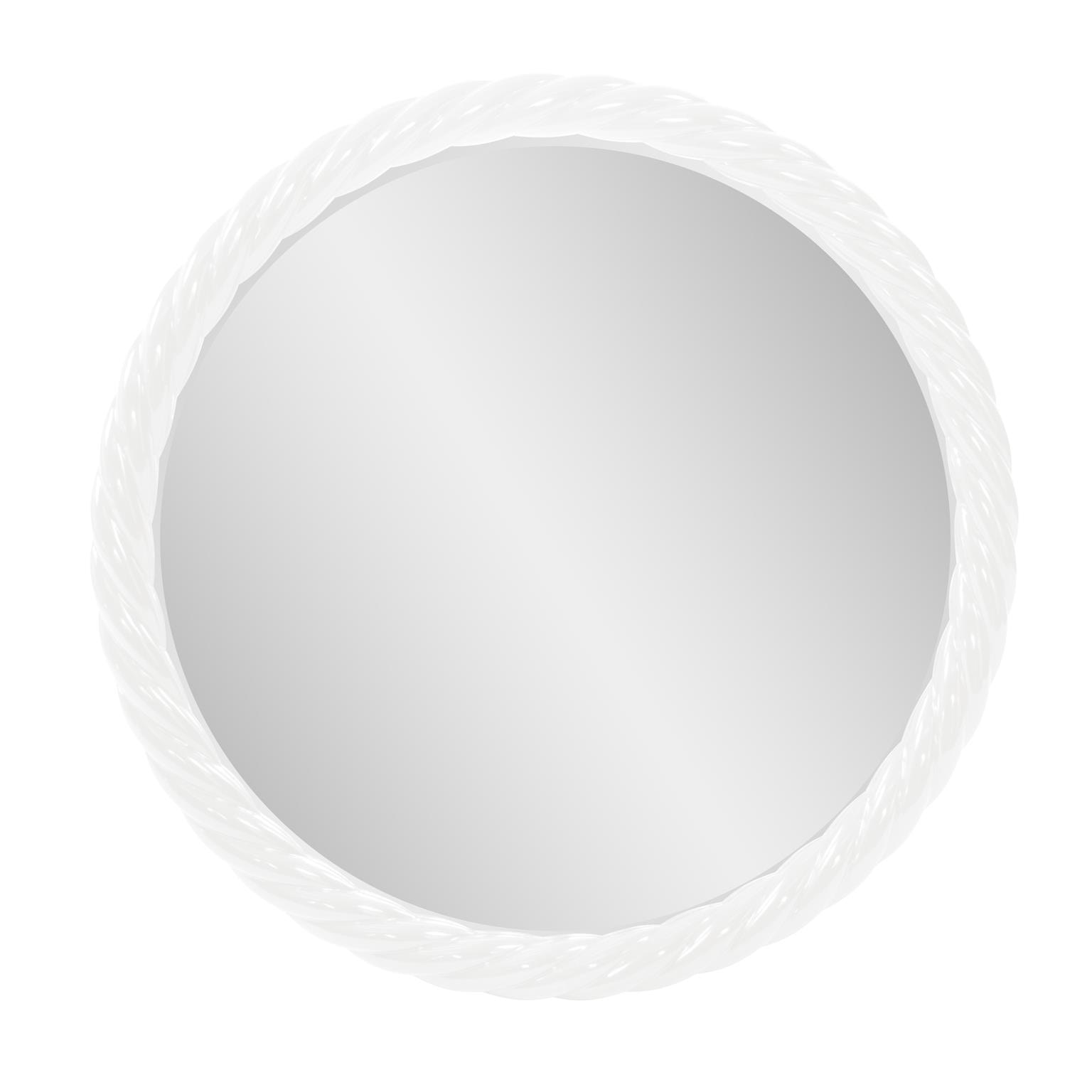 Howard Elliott Gita Braided Round Mirror in Glossy White 66062W