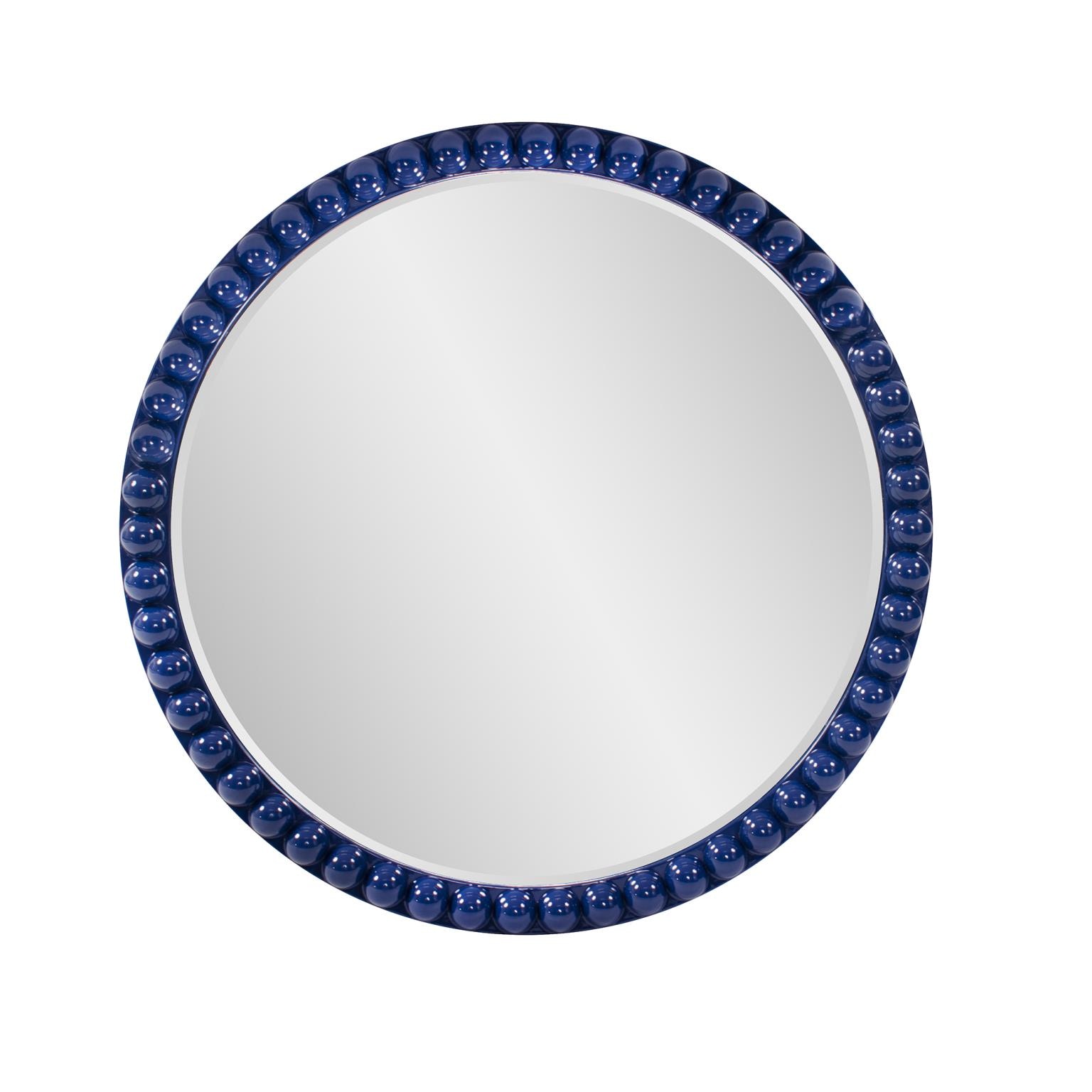 Howard Elliott Varsha Round Oversized Beaded Mirror in Glossy Navy 66067NA