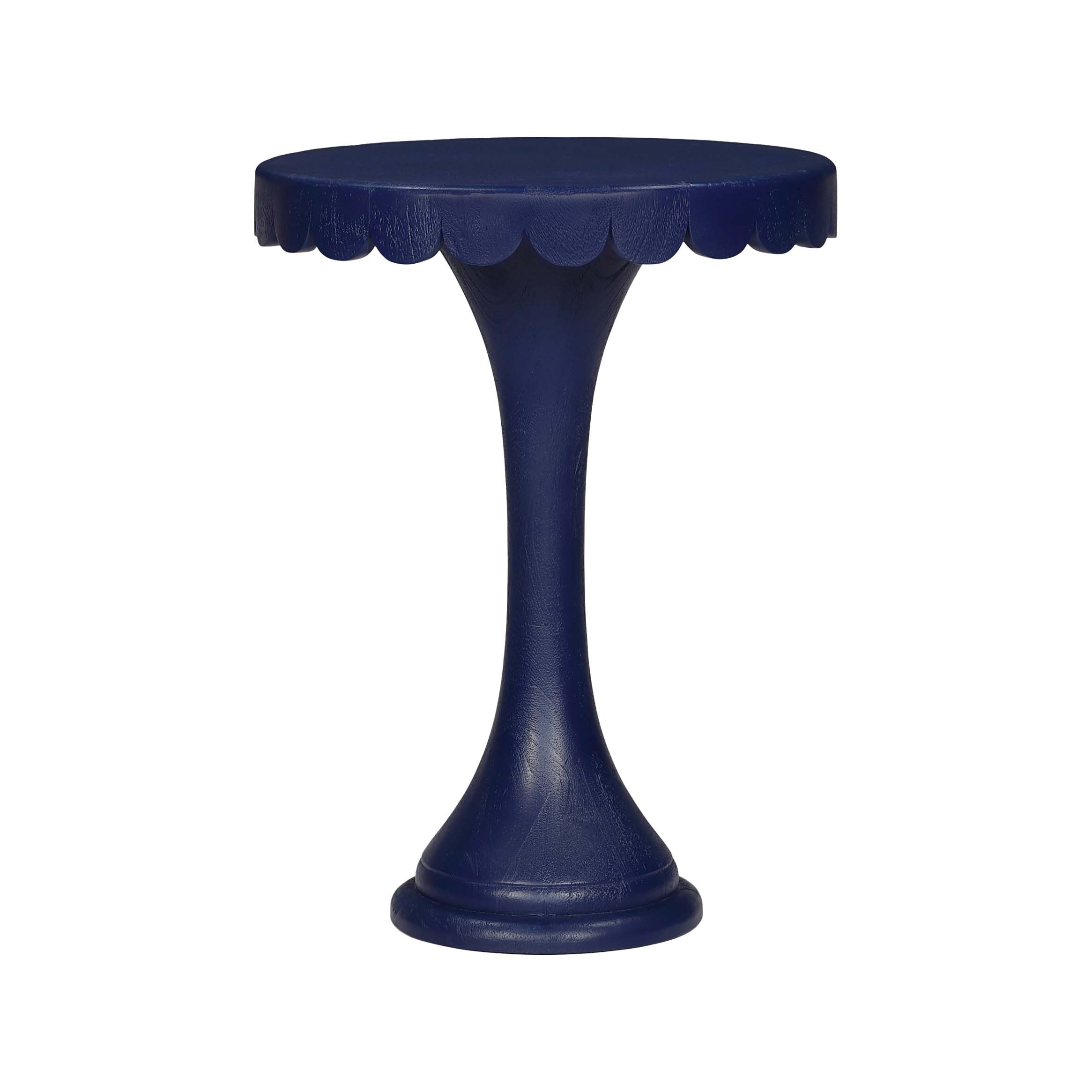 Howard Elliott Scalloped Round Drink Table Navy Blue 75027