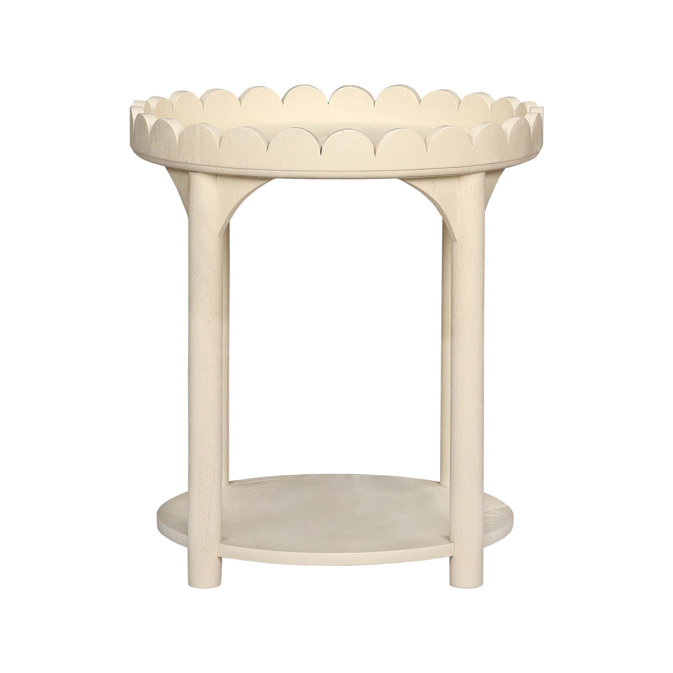 Howard Elliott Scalloped Round Side Table White 75031