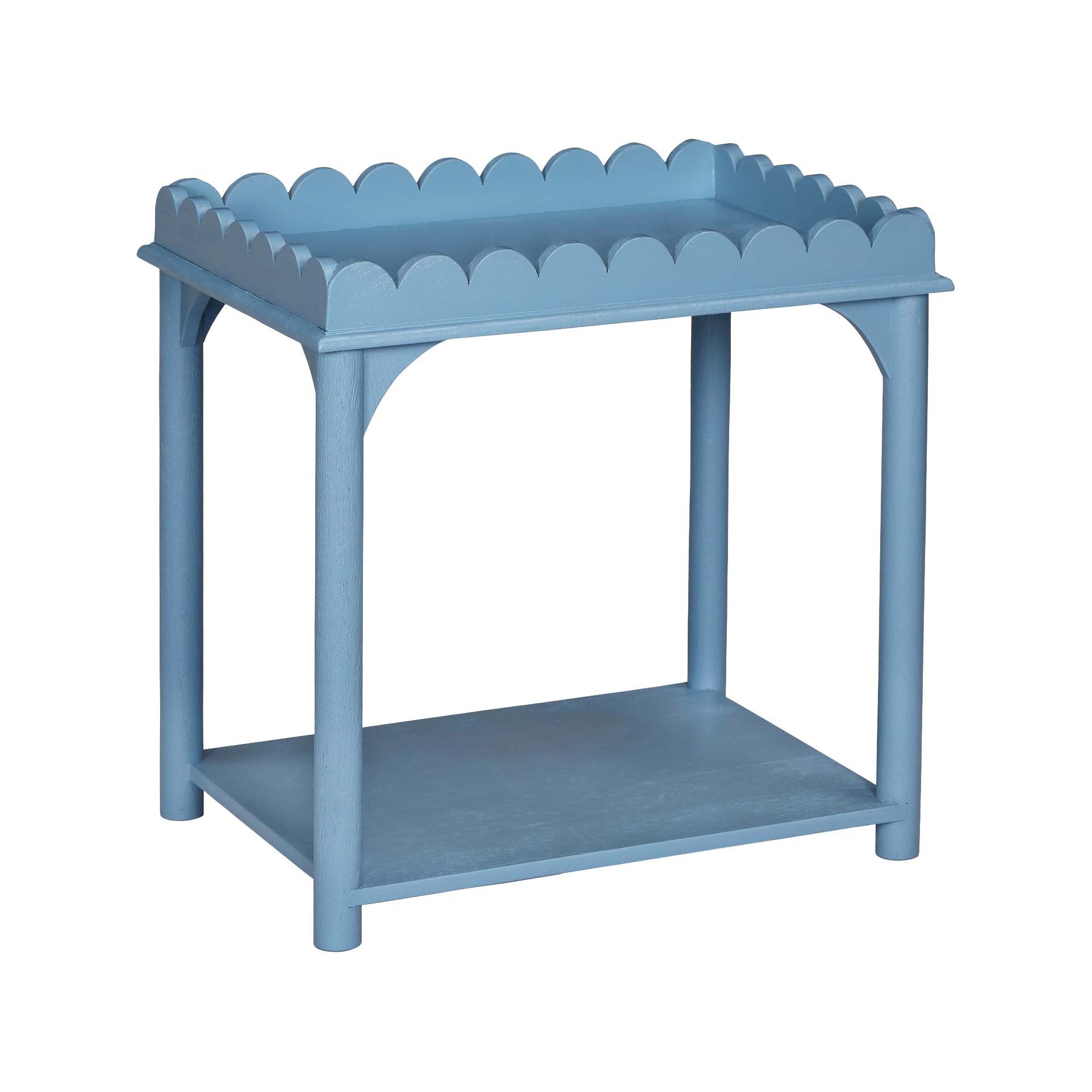Howard Elliott Scalloped Rectangle Side Table Light Blue 75034
