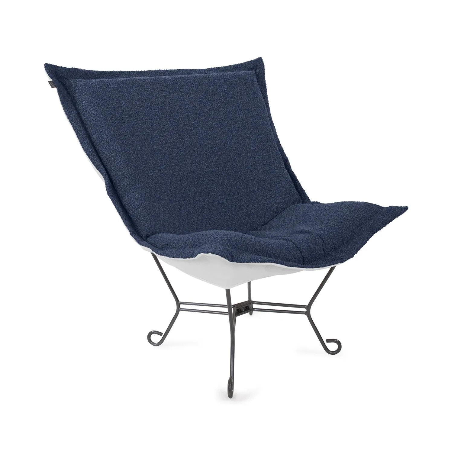 Howard Elliott Patio Scroll Puff Chair Titanium- Alicante Indigo Q500-1341