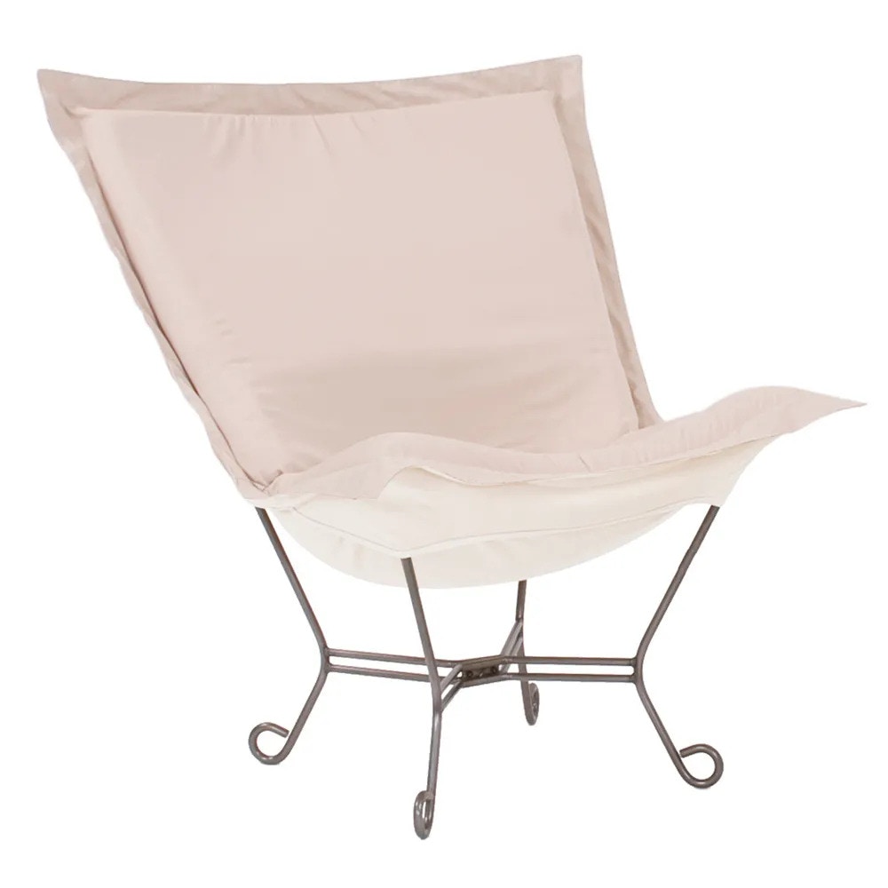 Howard Elliott Patio Scroll Puff Chair Seascape Sand Titanium Frame Q500-463
