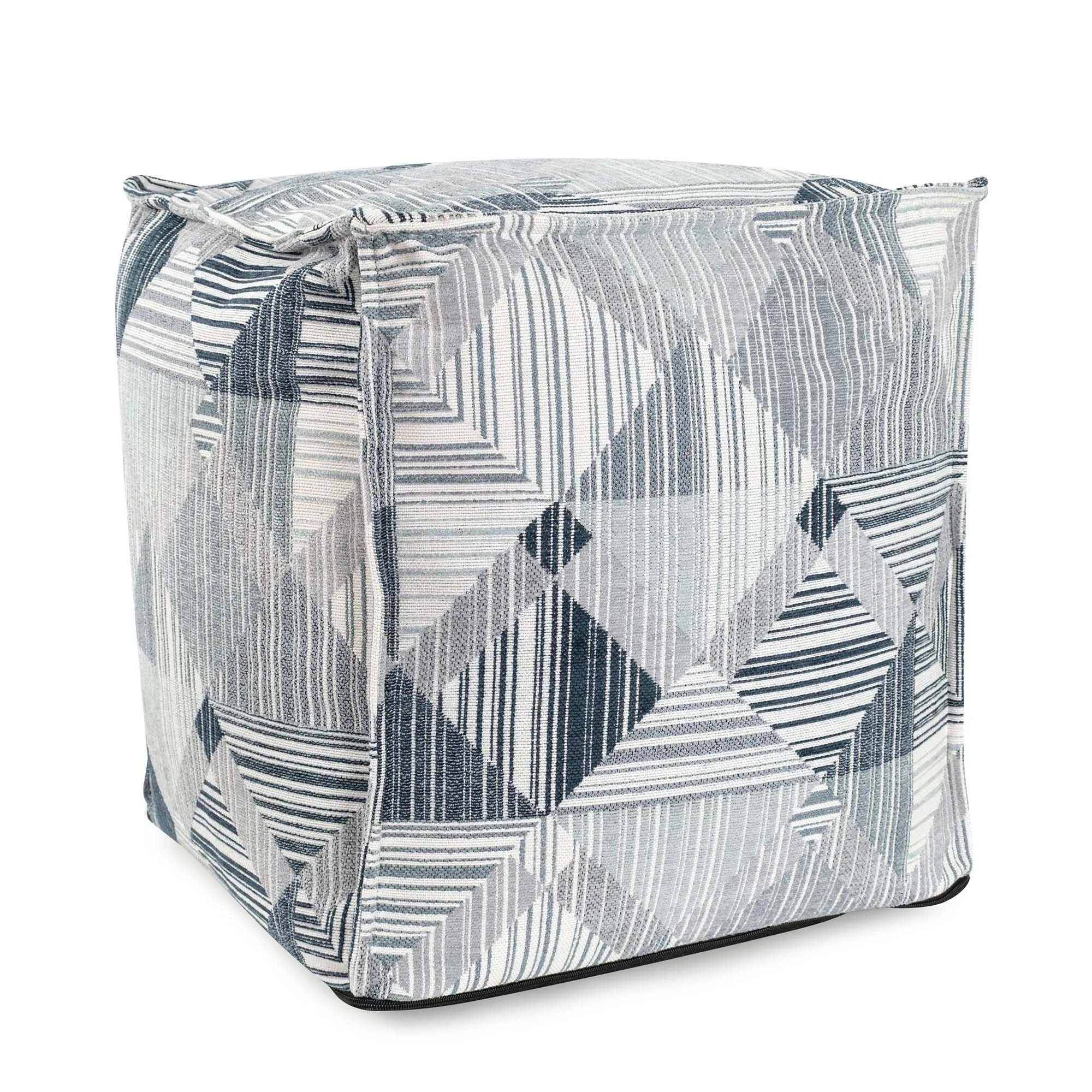 Howard Elliott Square Prisma Navy Pouf 873-1362