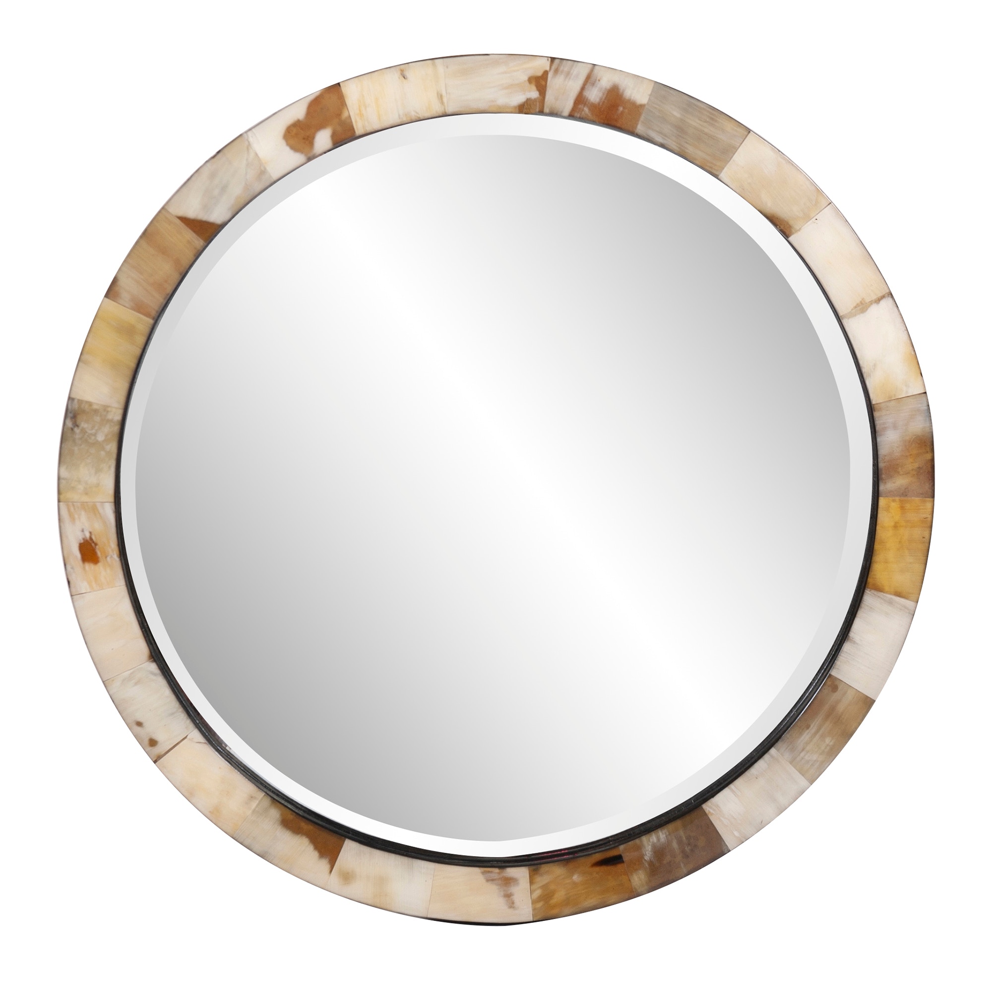 Howard Elliott Mirrors Godfrey Round White Tiled Horn Mirror 25174