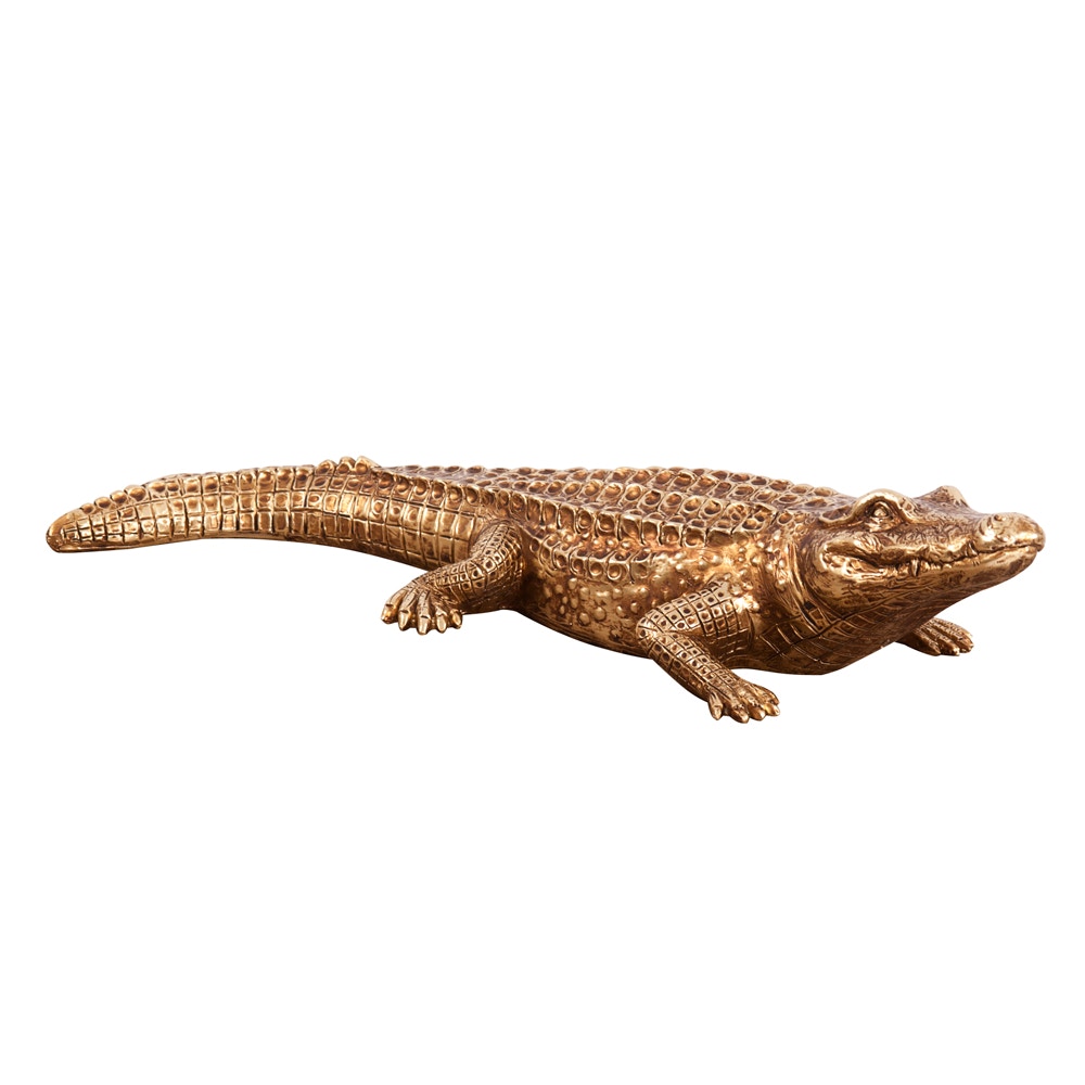 Howard Elliott Home Accents Antiqued Gold Crocodile Sculpture