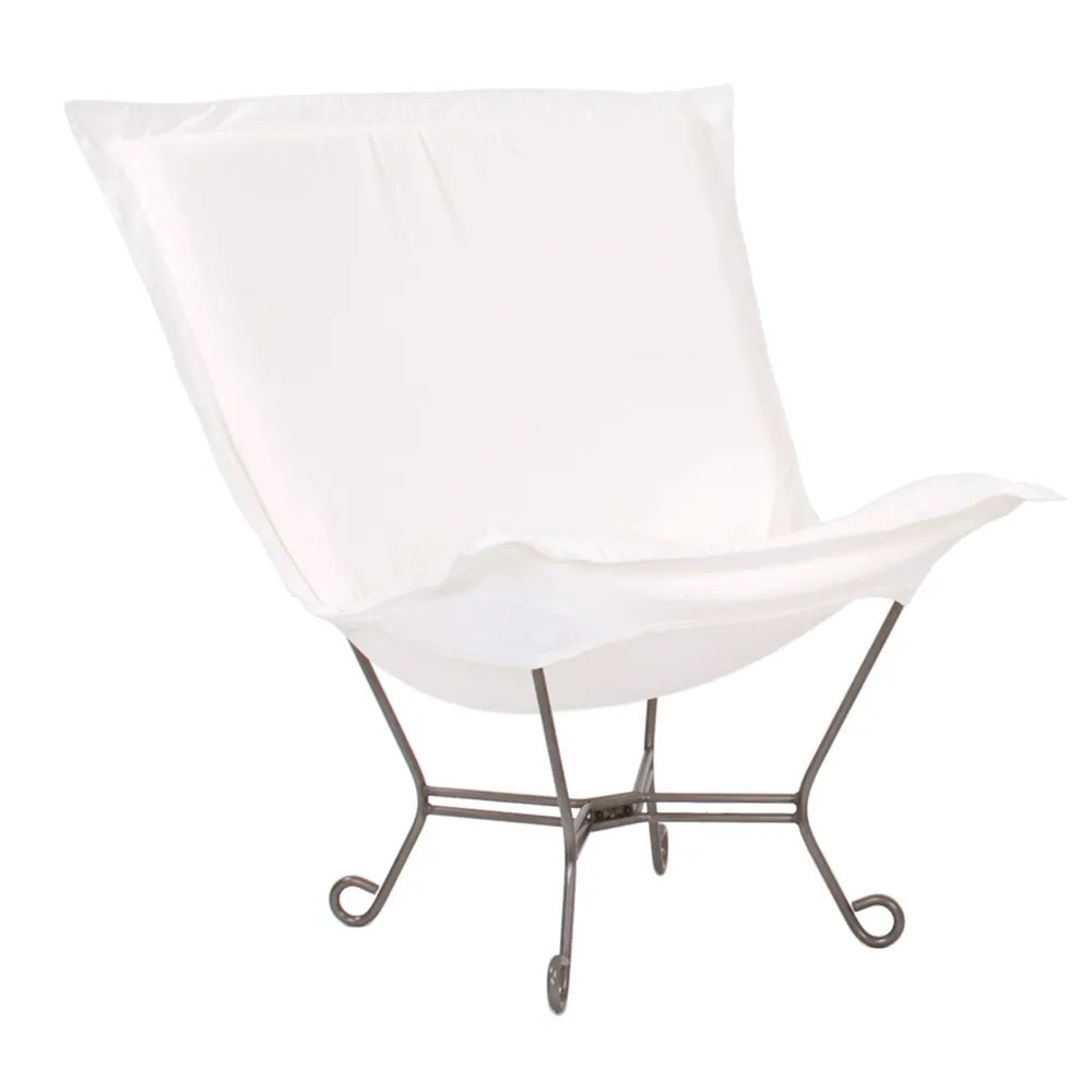 Howard Elliott Patio Scroll Puff Chair Seascape Natural Titanium Frame Q500-467
