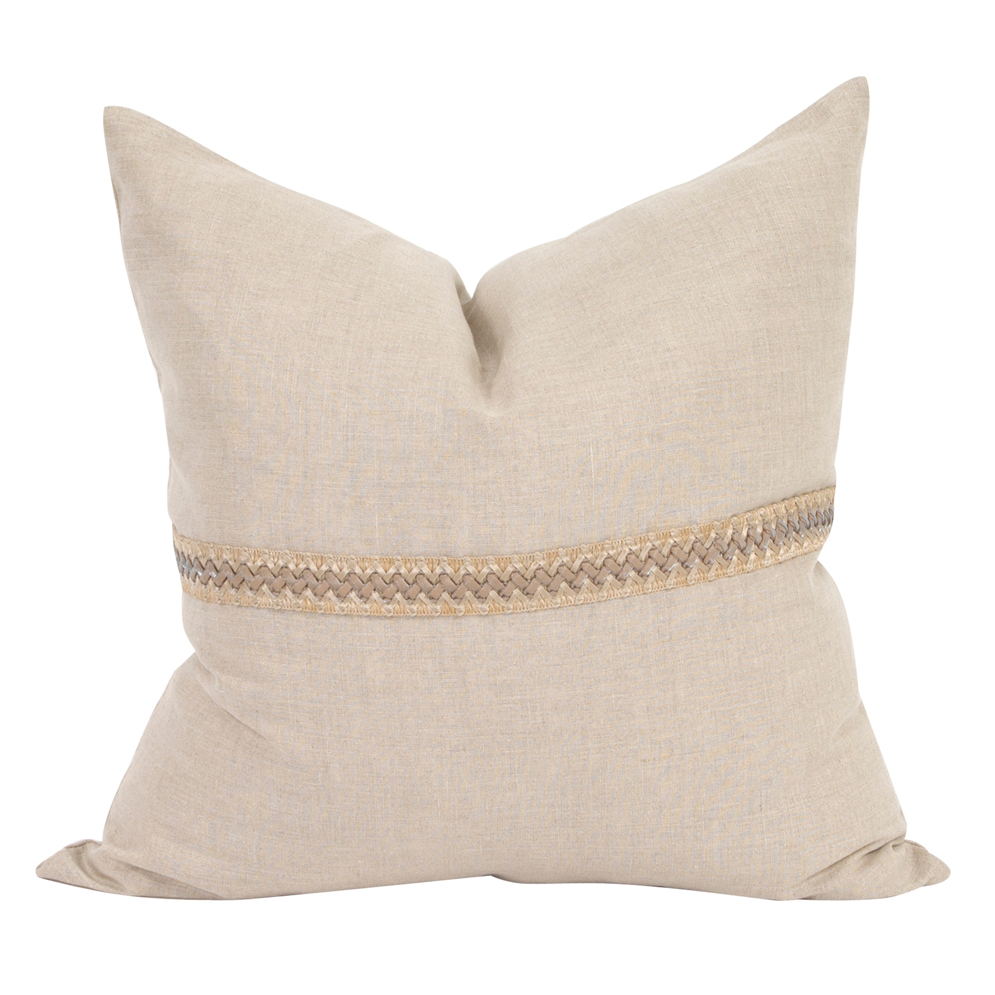 Howard Elliott 24 x 24 Pillow Prairie Linen with Deco Trim - Down Insert 3-610F