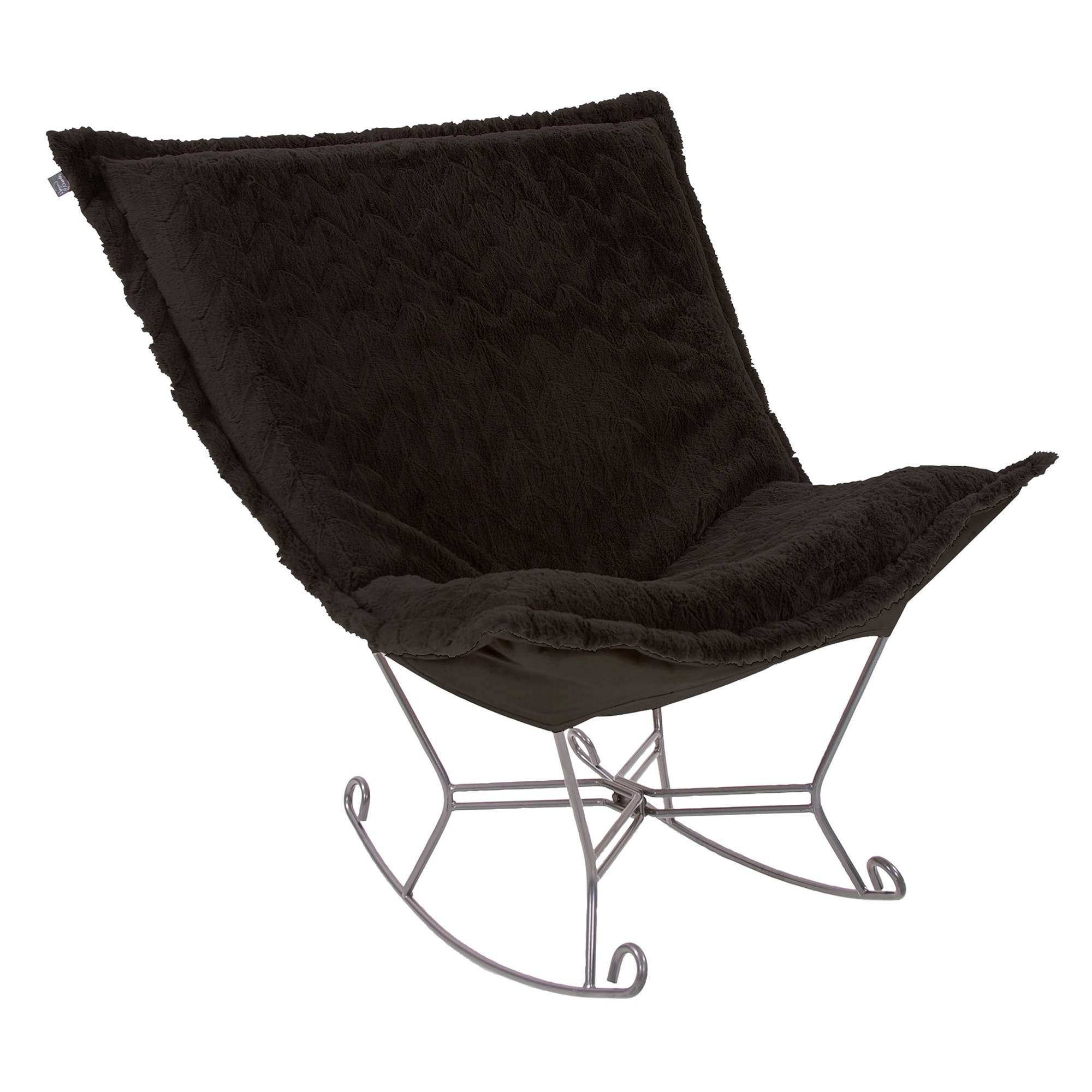 Scroll Puff Rocker Faux Fur Angora Ebony Complete Chair HR6001090