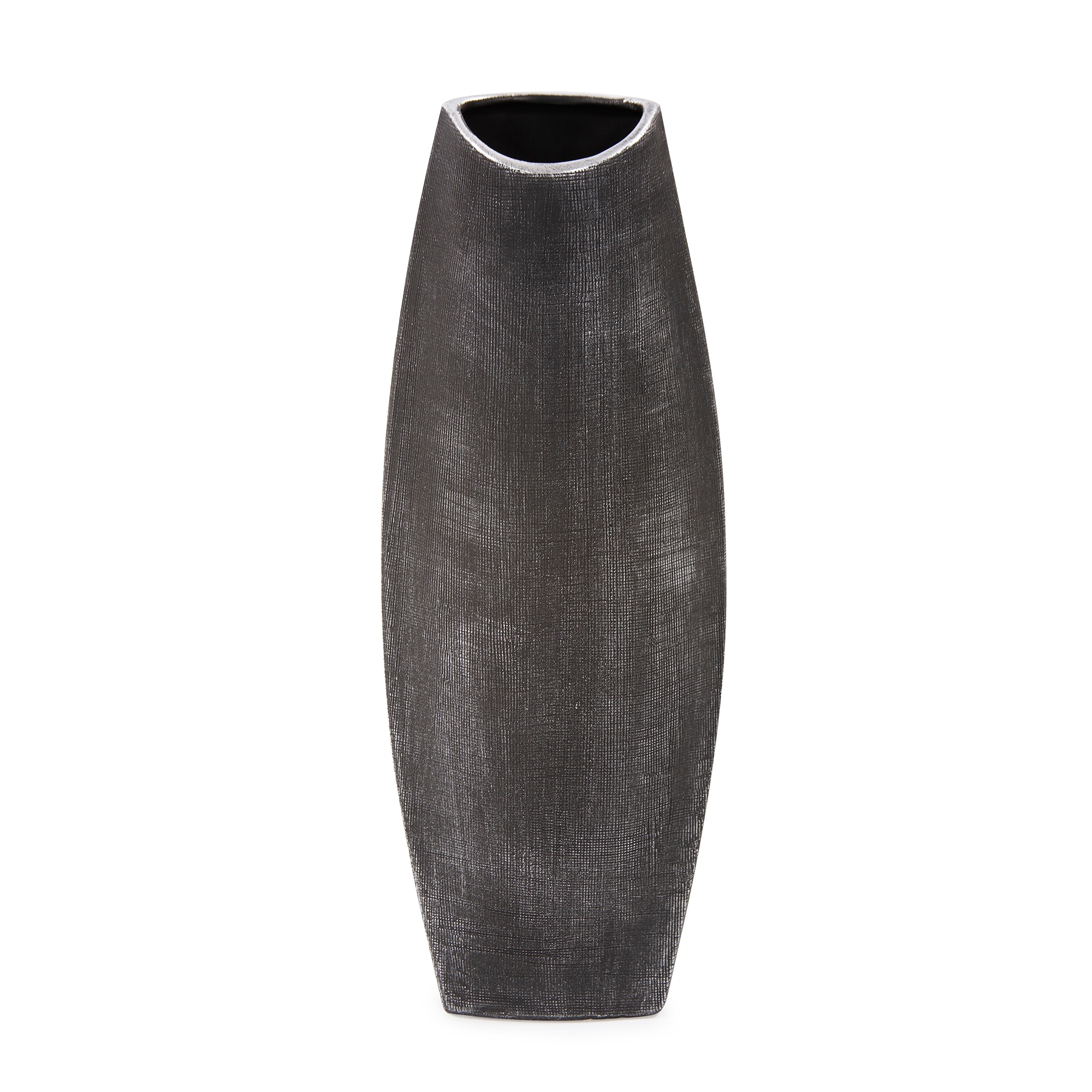 Howard Elliott Textured Black Free Formed Ceramic Vase, Tall 89123
