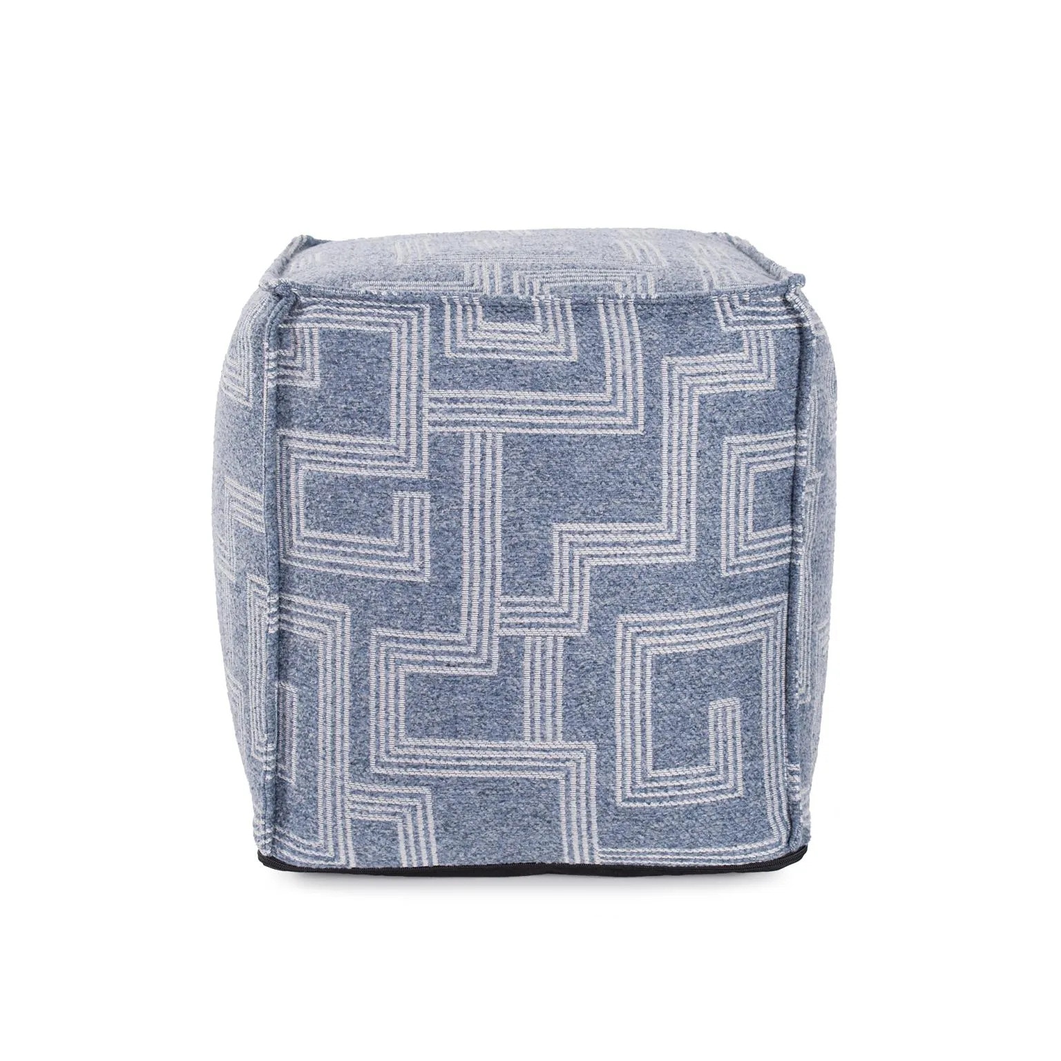 Howard Elliott Tall Square Indoor/Outdoor Pouf Syros Denim Q873-1354