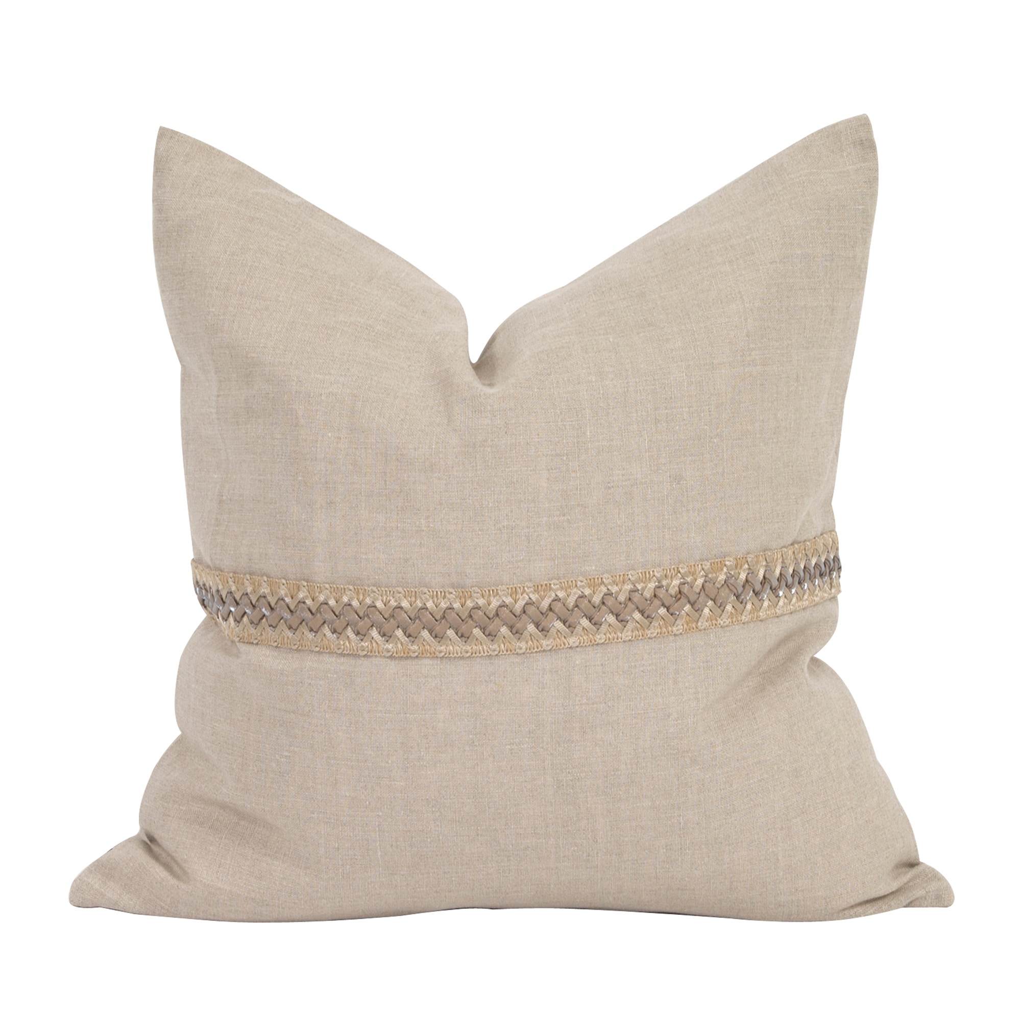 Howard Elliott 20 x 20 Pillow Prairie Linen with Deco Trim - Down Insert 2-610F