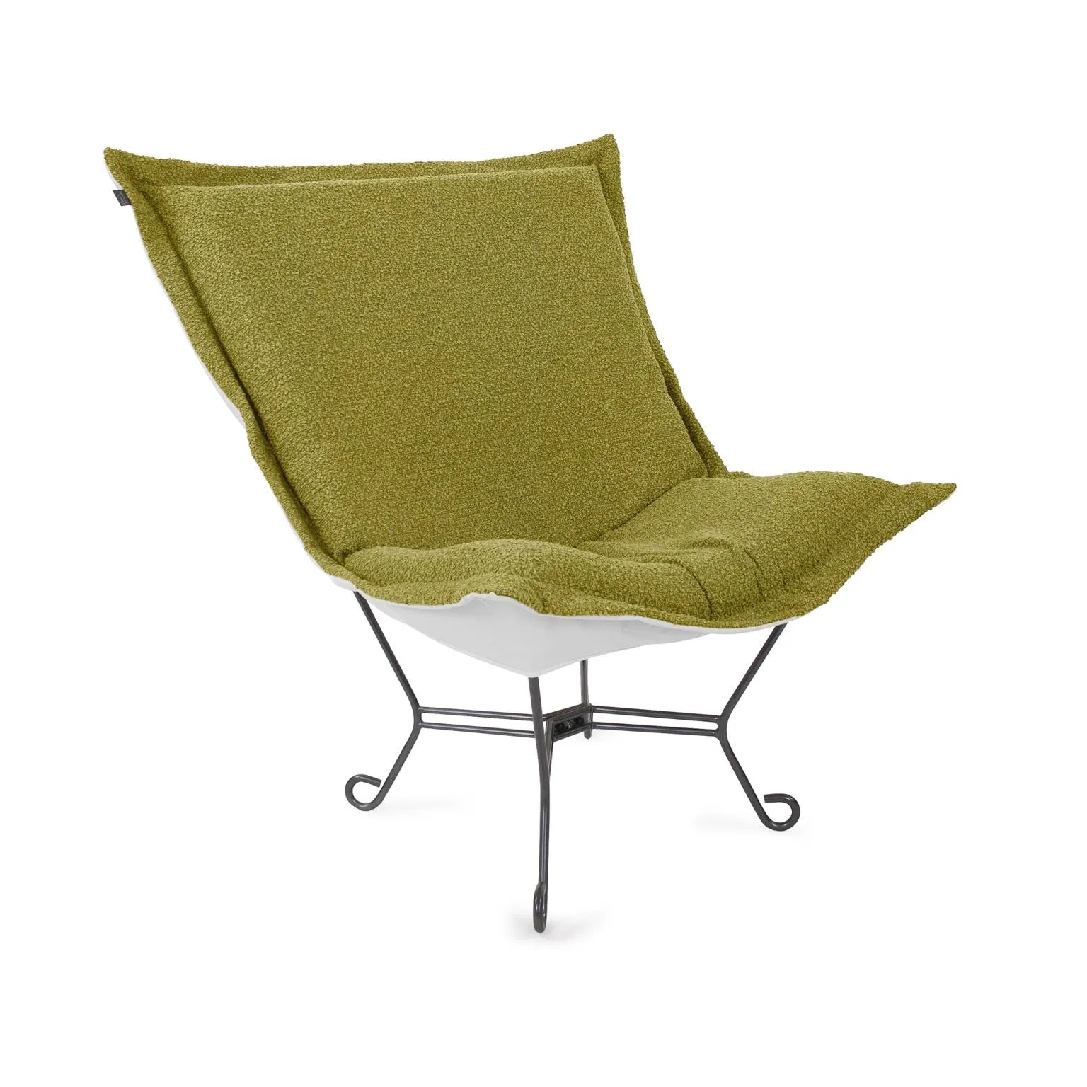 Howard Elliott Patio Scroll Puff Chair Titanium- Alicante Moss Q500-1340