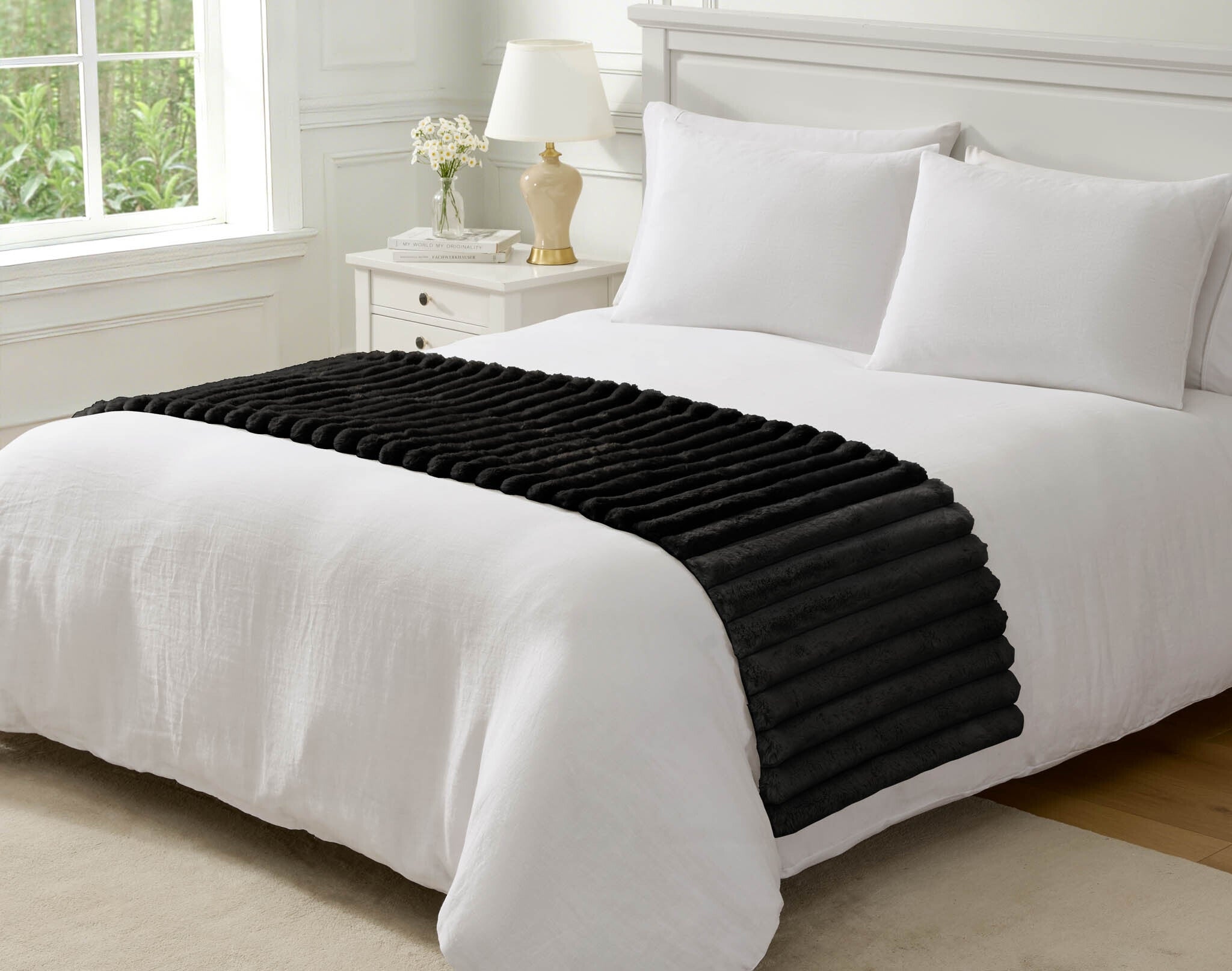 Hallmart Collectibles Ethan Black Bed Runner 24Ã—80-APR 20-30-2026 25498