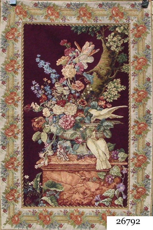  Burgundy Dove/Floral Large Tapestry 51x81 26792