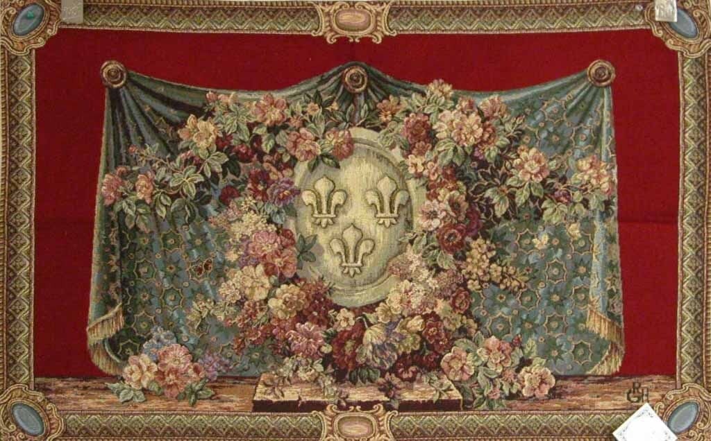  Fleur De Lis and Flowers - Red Tapestry 30x45 28138