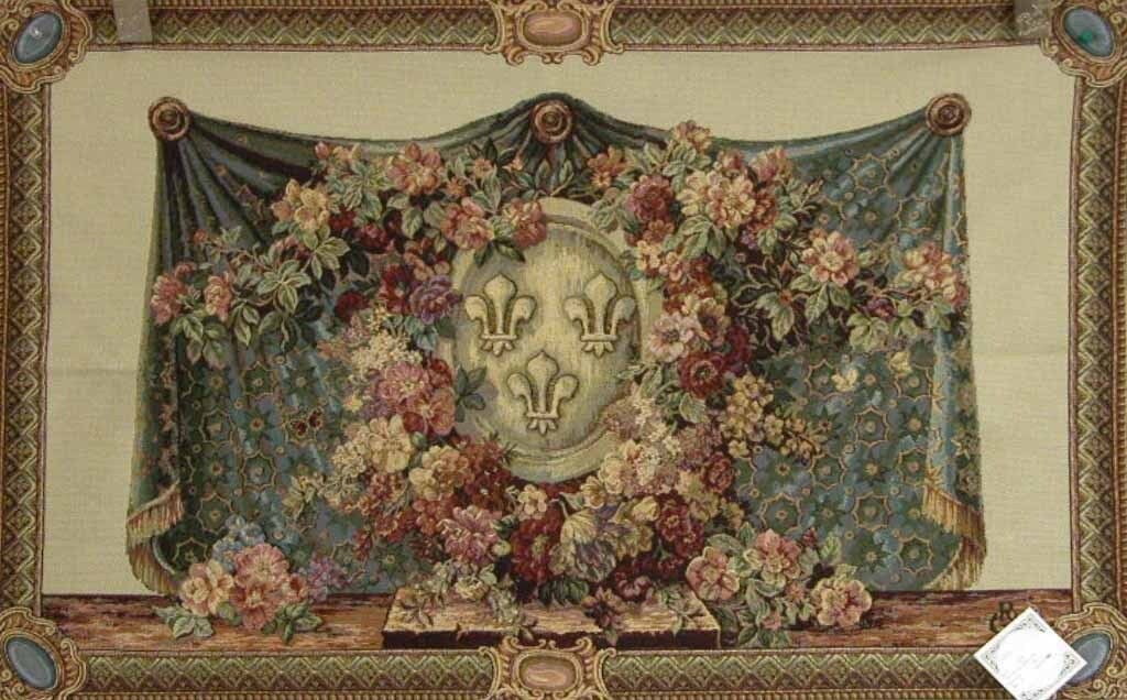  Fleur De Lis and Flowers - Ivory Tapestry 30x45 28139