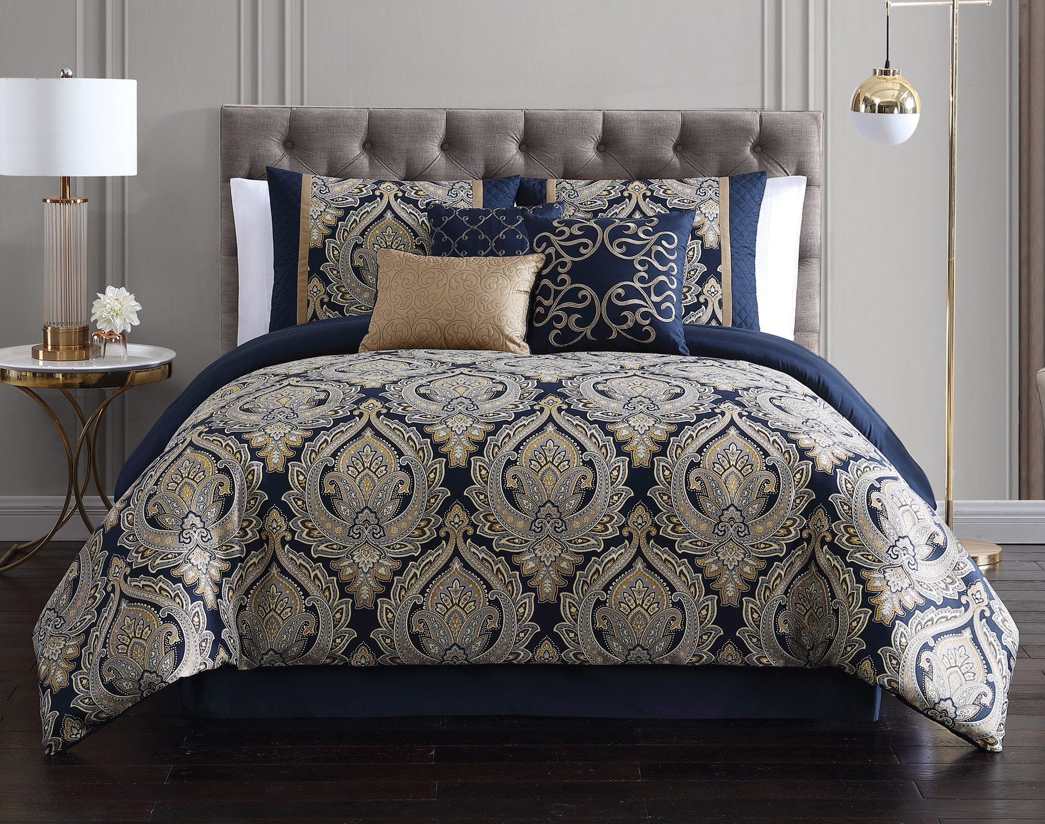  Bevan 9 pc Queen Comforter Set Navy 84178