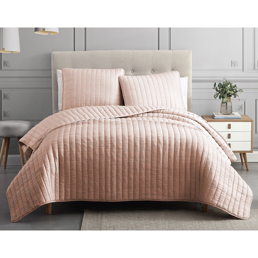  Mansfield 3PC F/Queen Blush Crinkle Coverlet NEVER COMPRESSED 81223