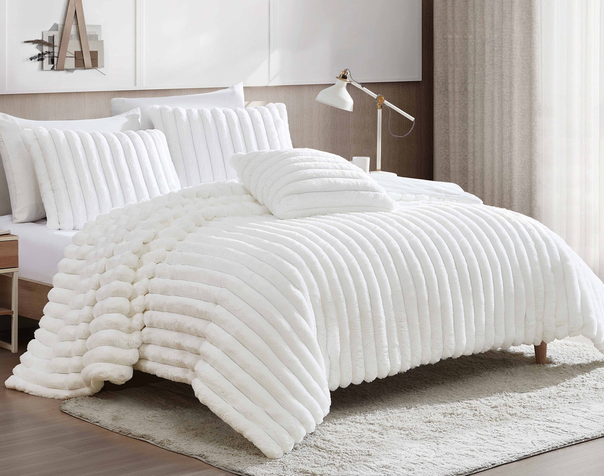  Ethan White 4 Pc Full/Queen Comforter Set NEVER COMPRESSED 89726