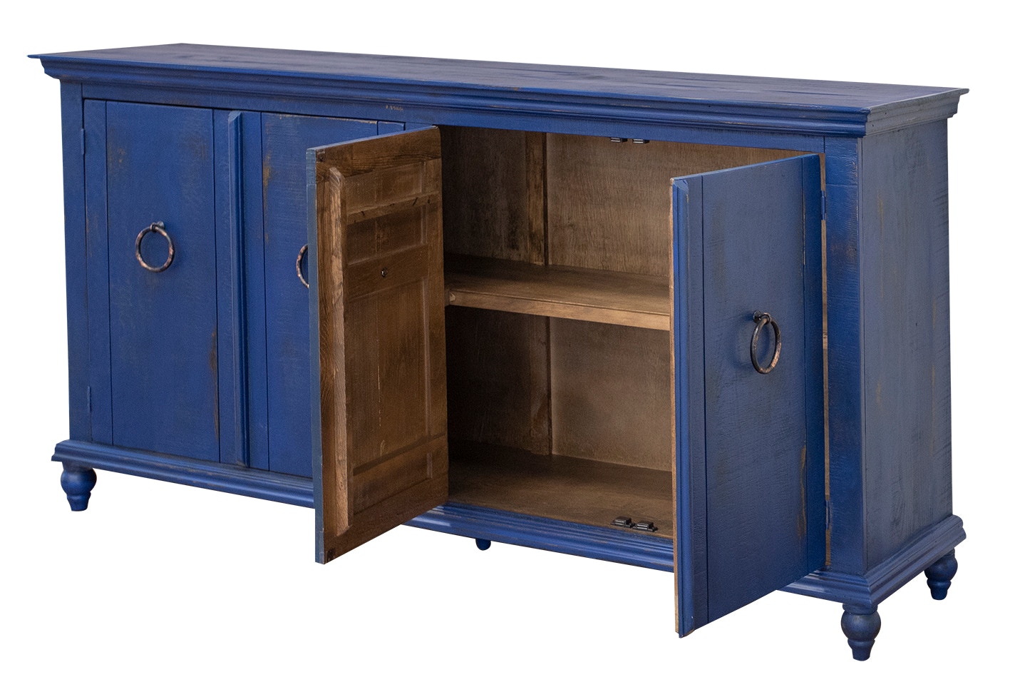 International Furniture Direct Living Room 4 Door Blue Console