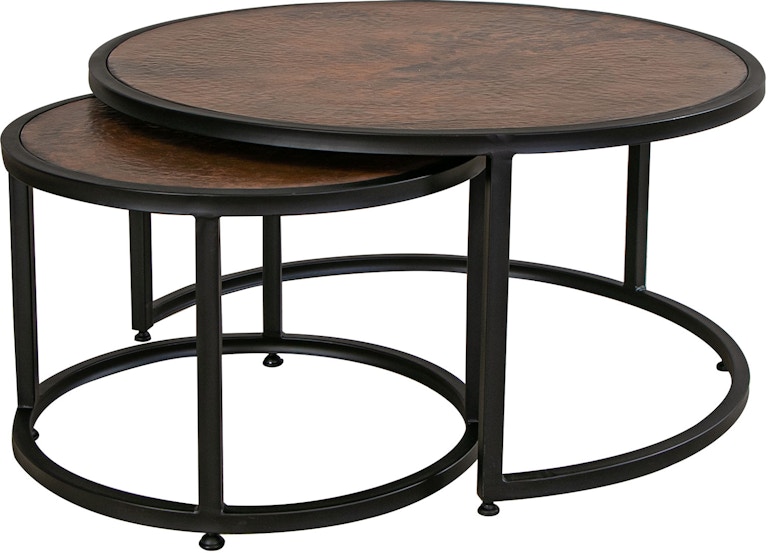 International Furniture Direct Blackburn Copper Top and Iron Base Cocktail Table IFD7781CKT