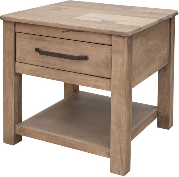 International Furniture Direct Natural Parota 1 Drawer End Table IFD8681END