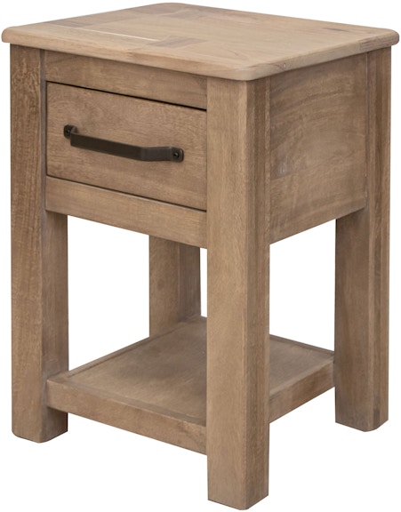 International Furniture Direct Natural Parota 1 Drawer Chairside Table IFD8681CST
