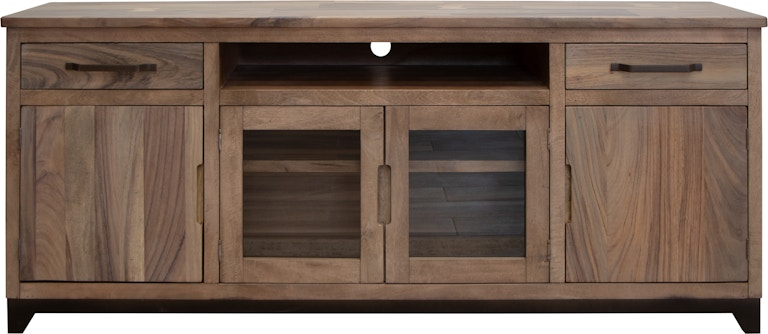 International Furniture Direct Natural Parota 2 Drawer, 2 Door, 2 Glass Door 80" TV Stand IFD8681STN80