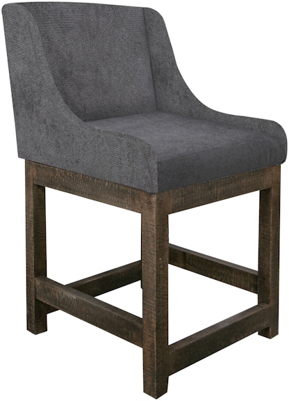 International Furniture Direct Gray Wooden Frame and Base, 24" Upholstered Barstool IUP700-BST24-121